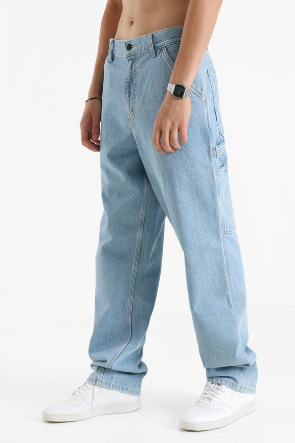 Single Knee Relaxed Straight Fit Jeans L32 - Blue Heavy Stone Bleached