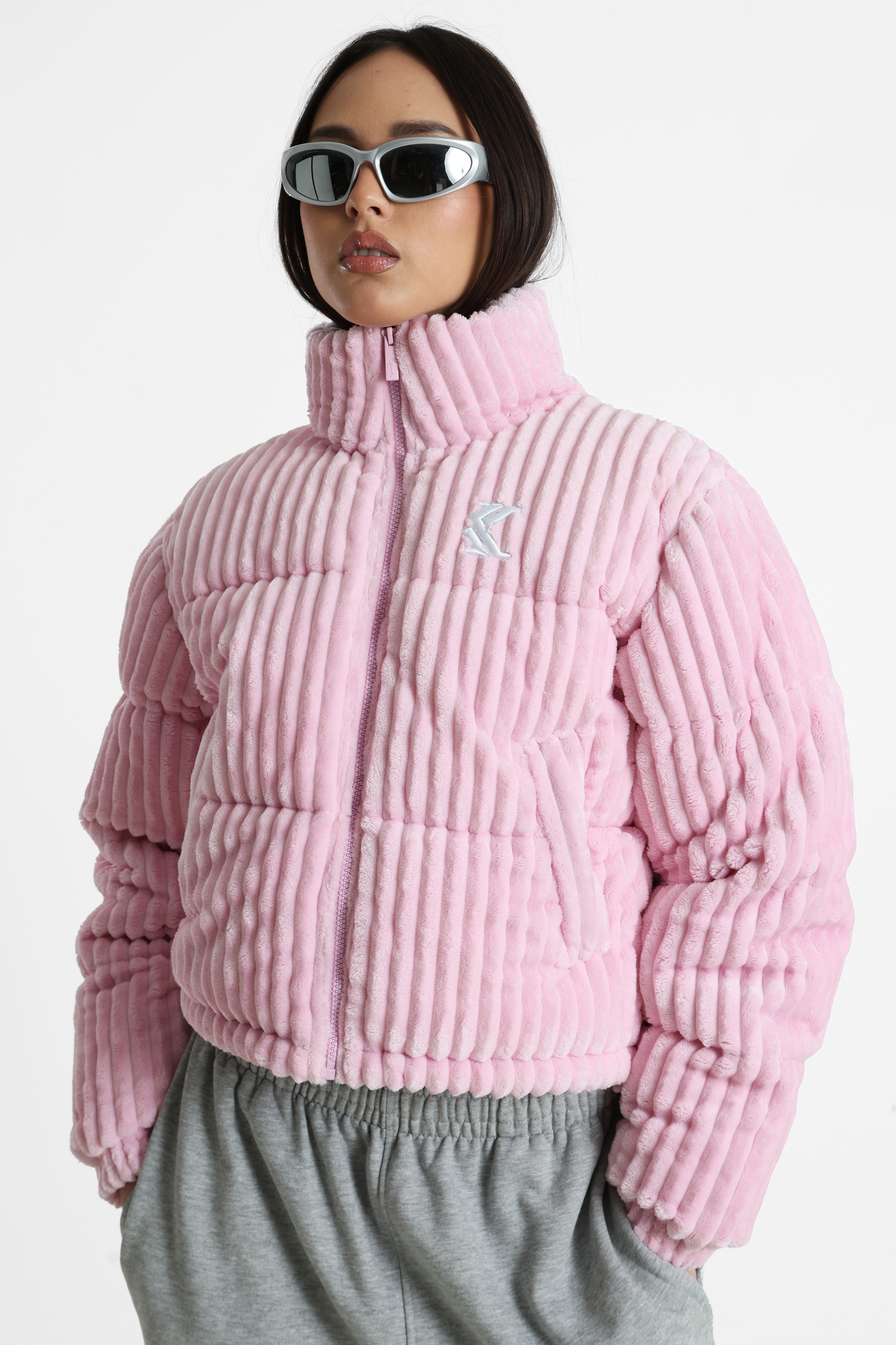 Corduroy Pufferjacke  - Light Pink