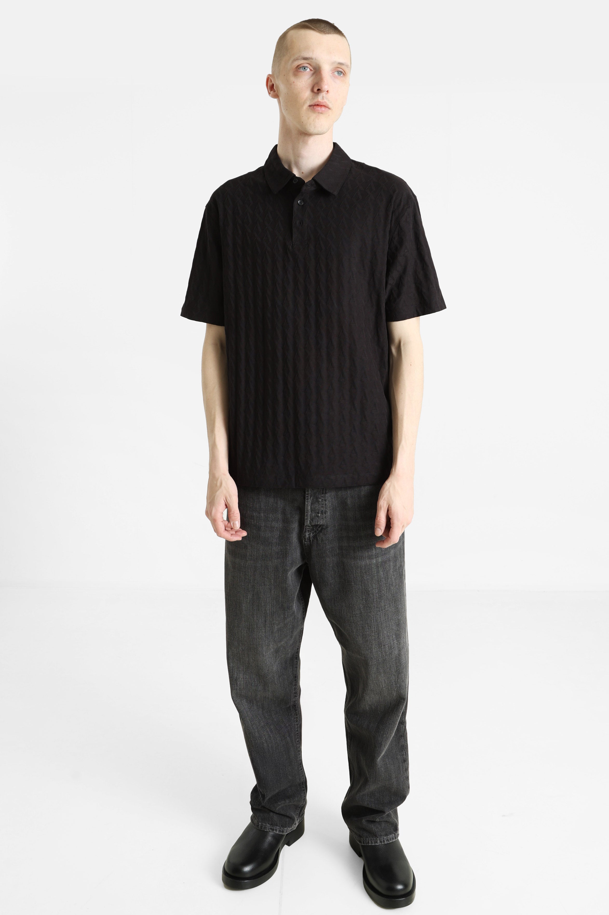 Polo en tissu structuré - Black