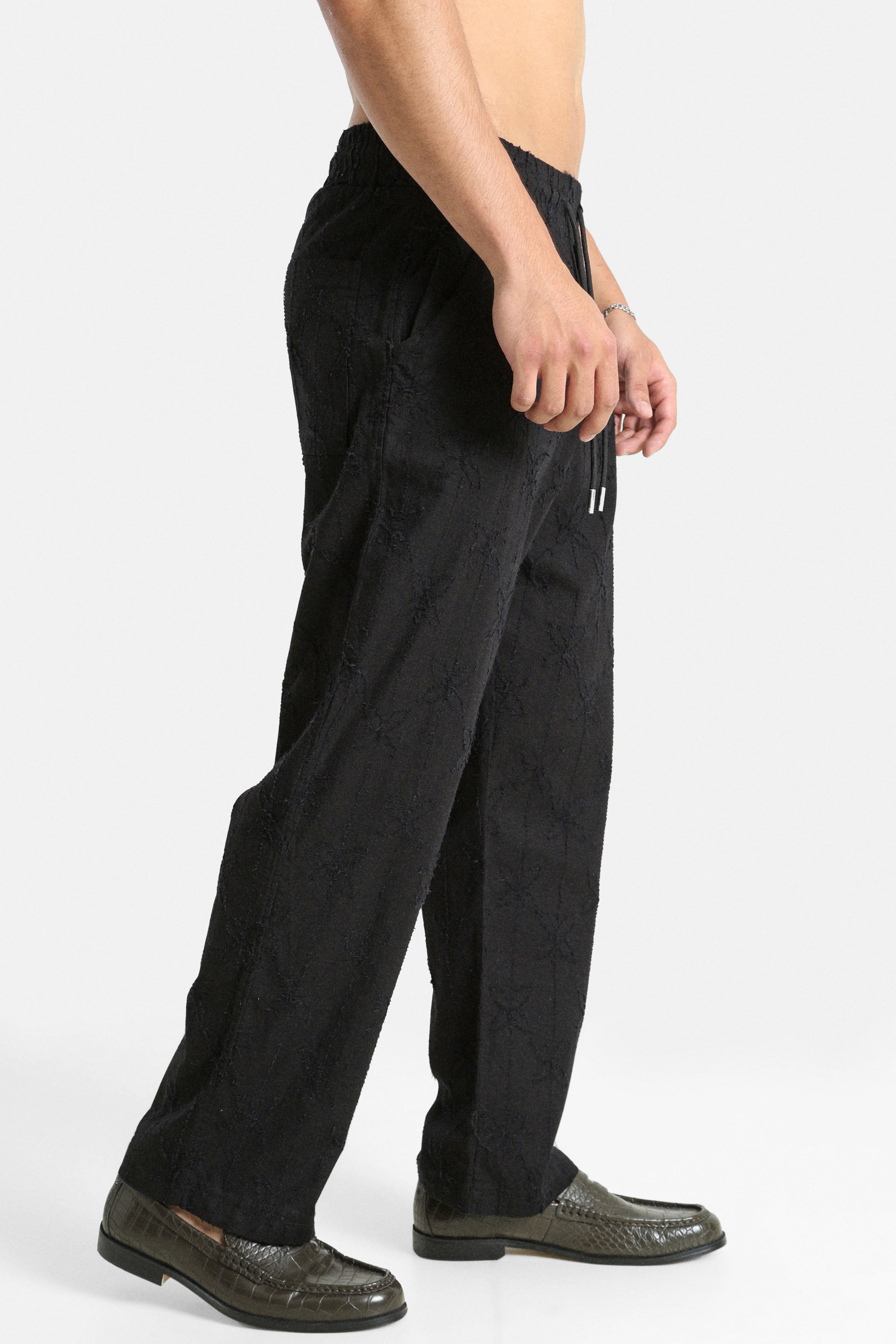 Pantalon en tissu structuré - Black