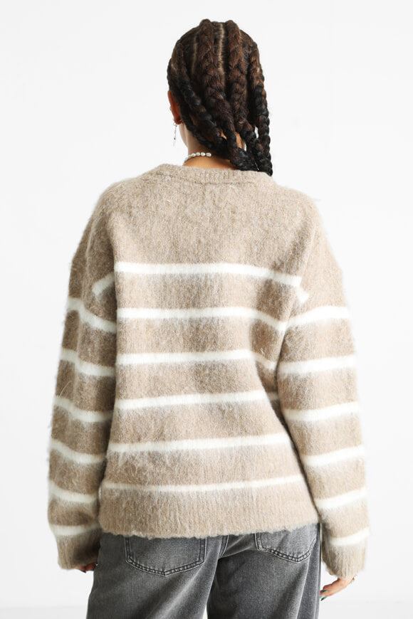Oversize hairy knit sweater - taupe