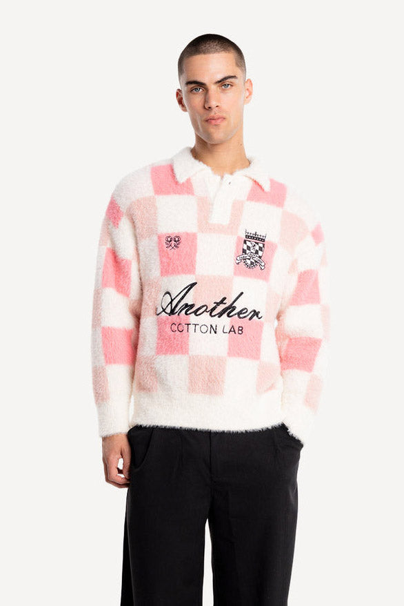 Hairy Strickpullover - Pink + Offwhite