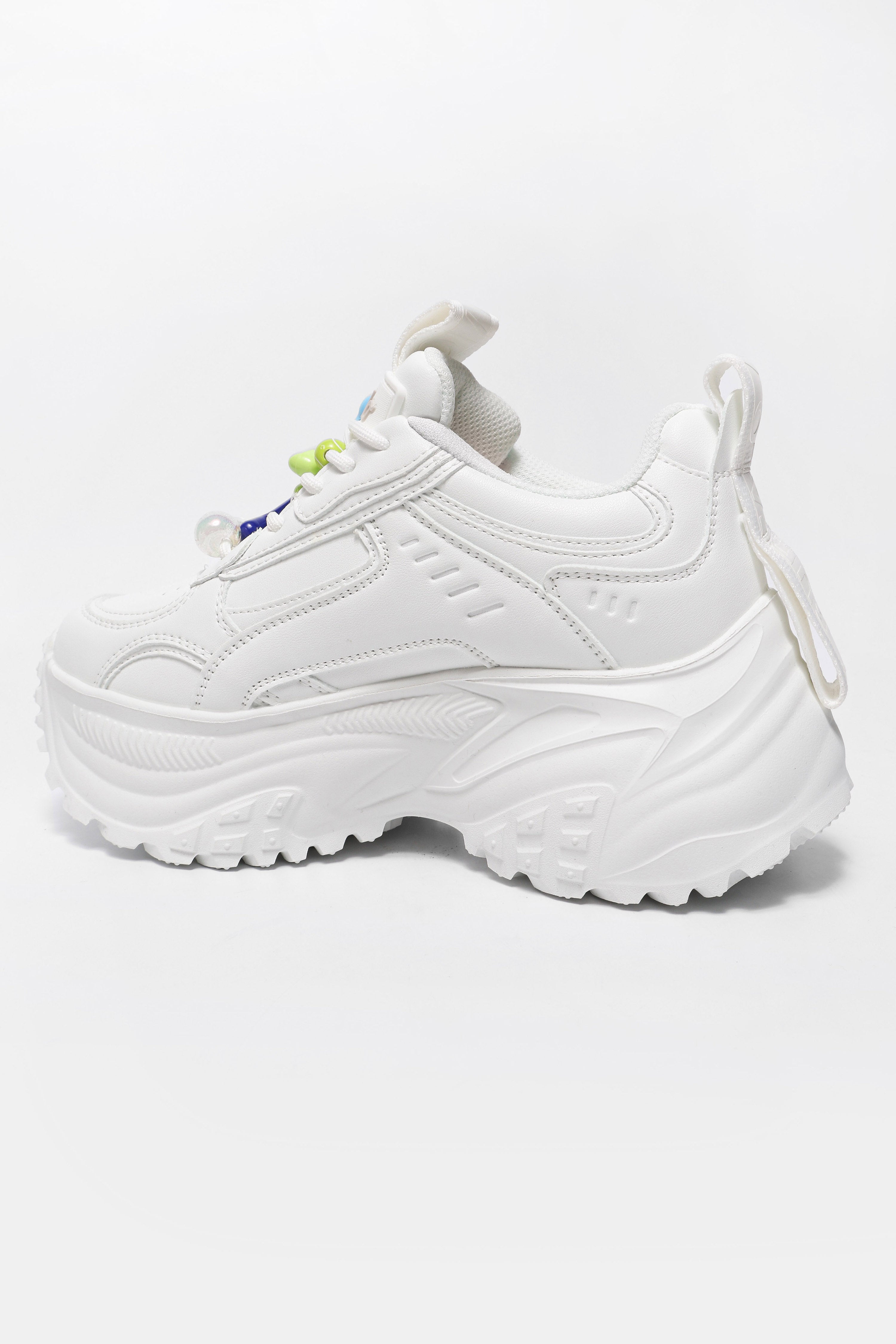 Vegan Turbo Fun Plateau Sneaker - White + Multicolor