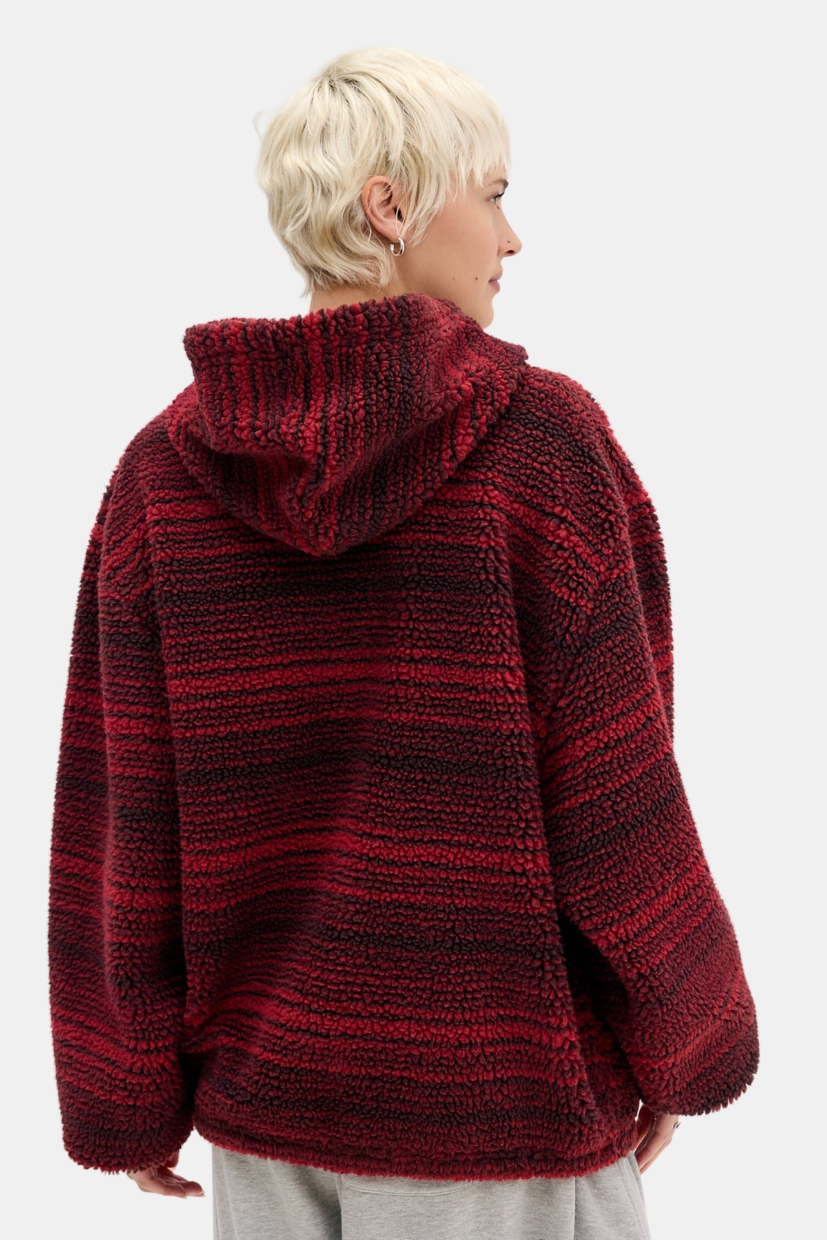 Borg Scuba sherpa jacket - Red + Brown