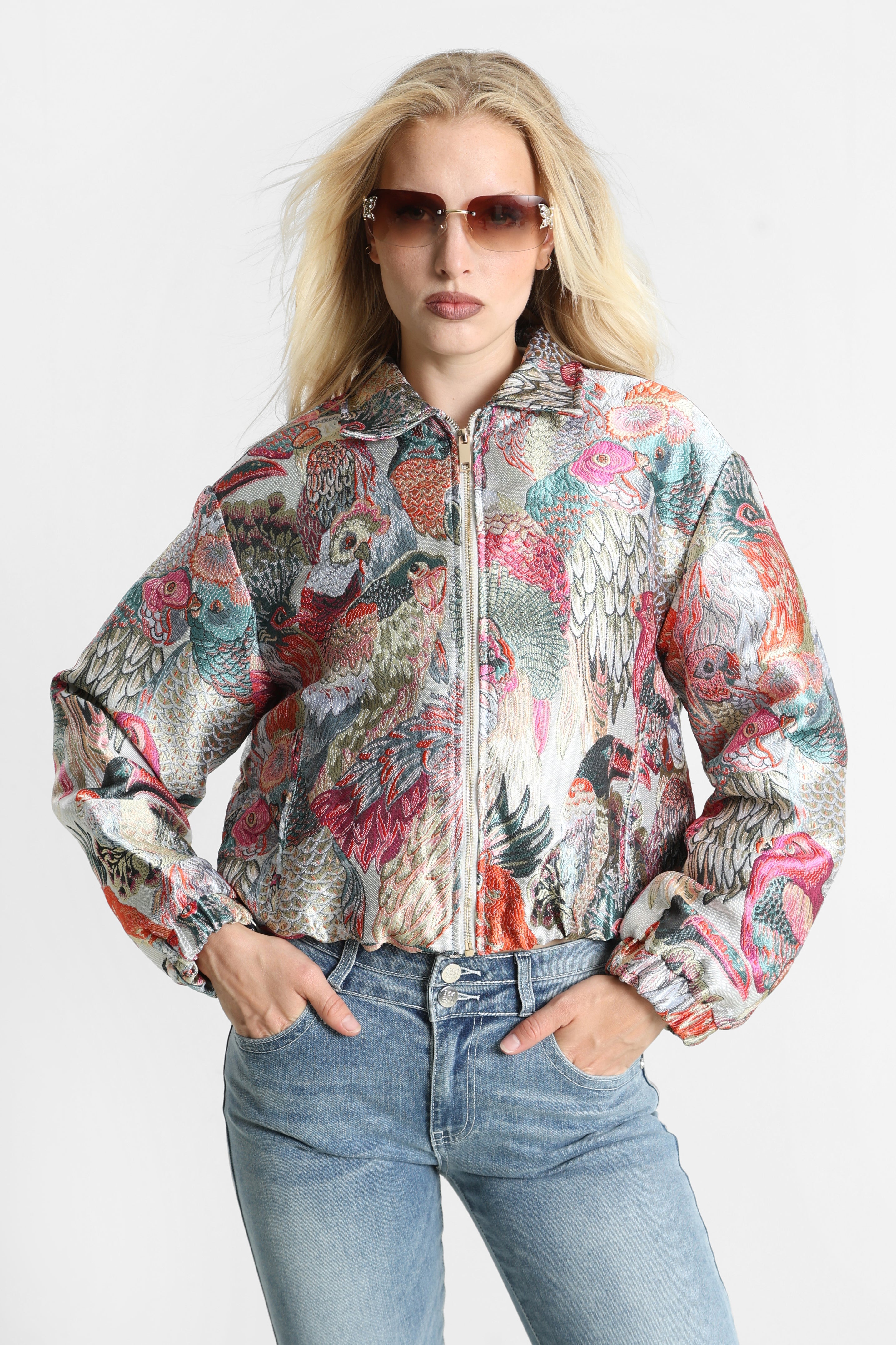Leichte Crop Jacke - Mehrfarbig