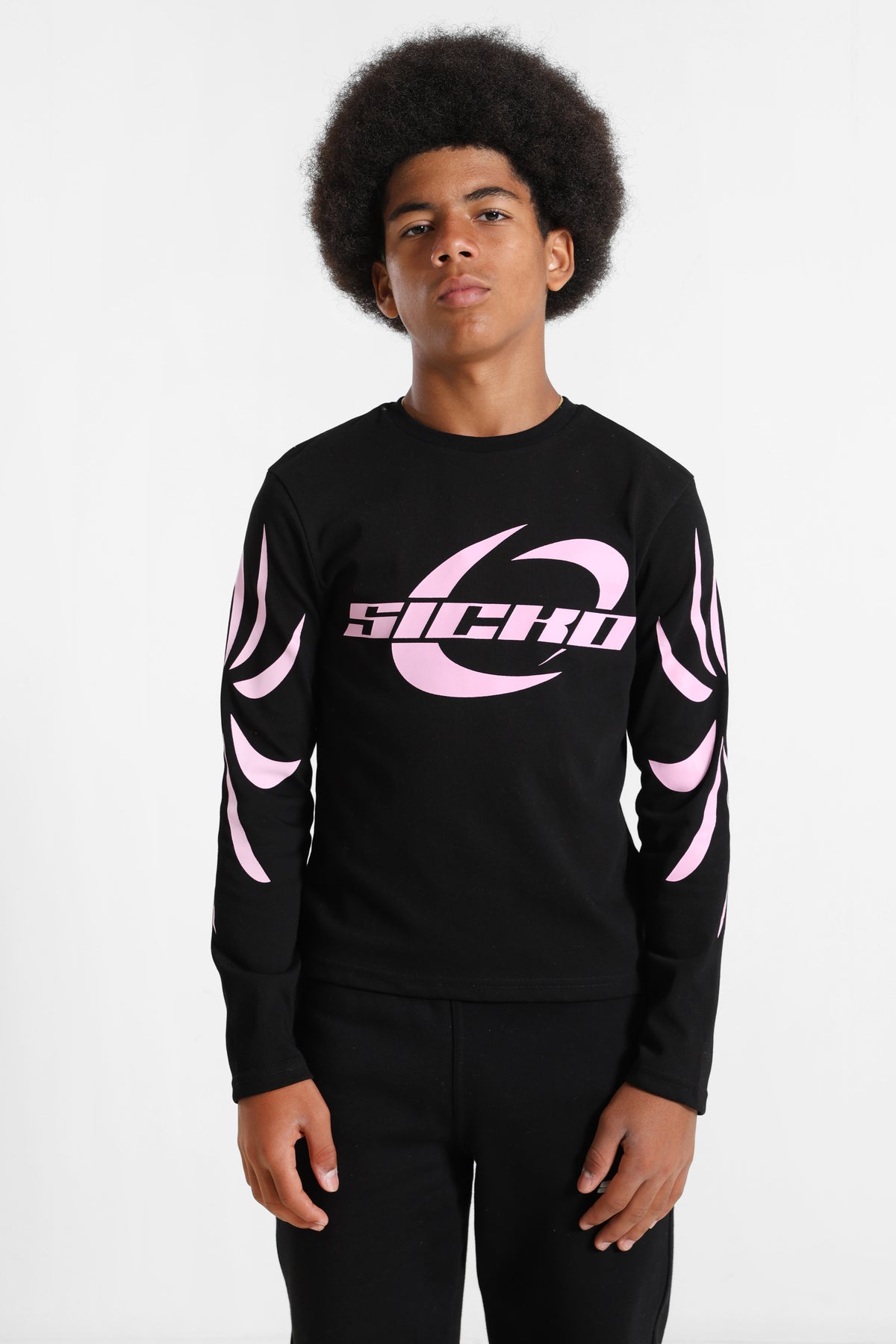 Long-sleeve shirt - Black + Pink
