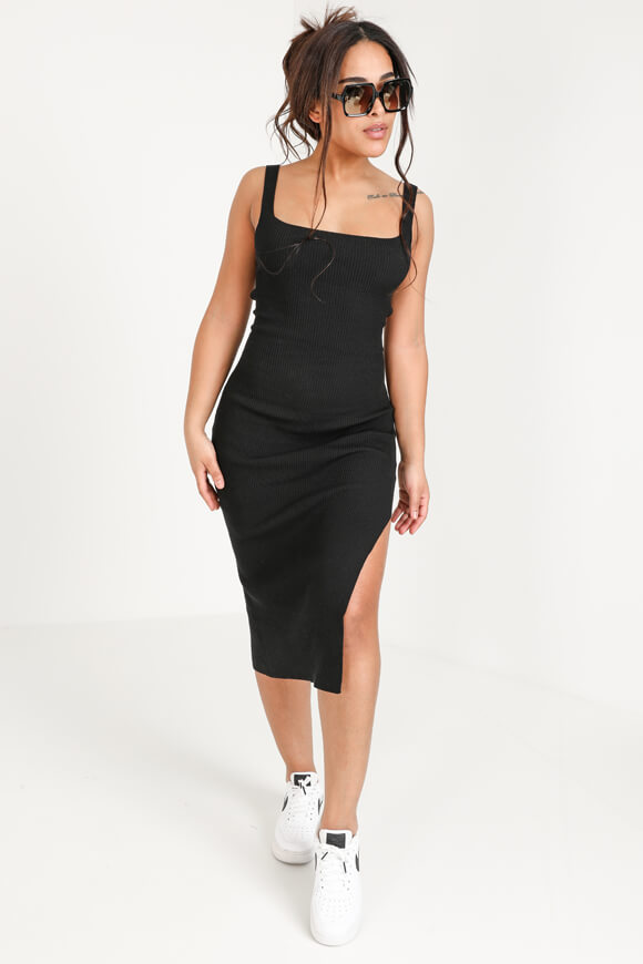 Robe de soirée en maille côtelée - Noir