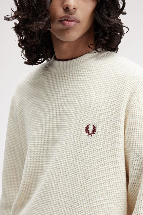 Strickpullover aus Waffelstoff - Offwhite