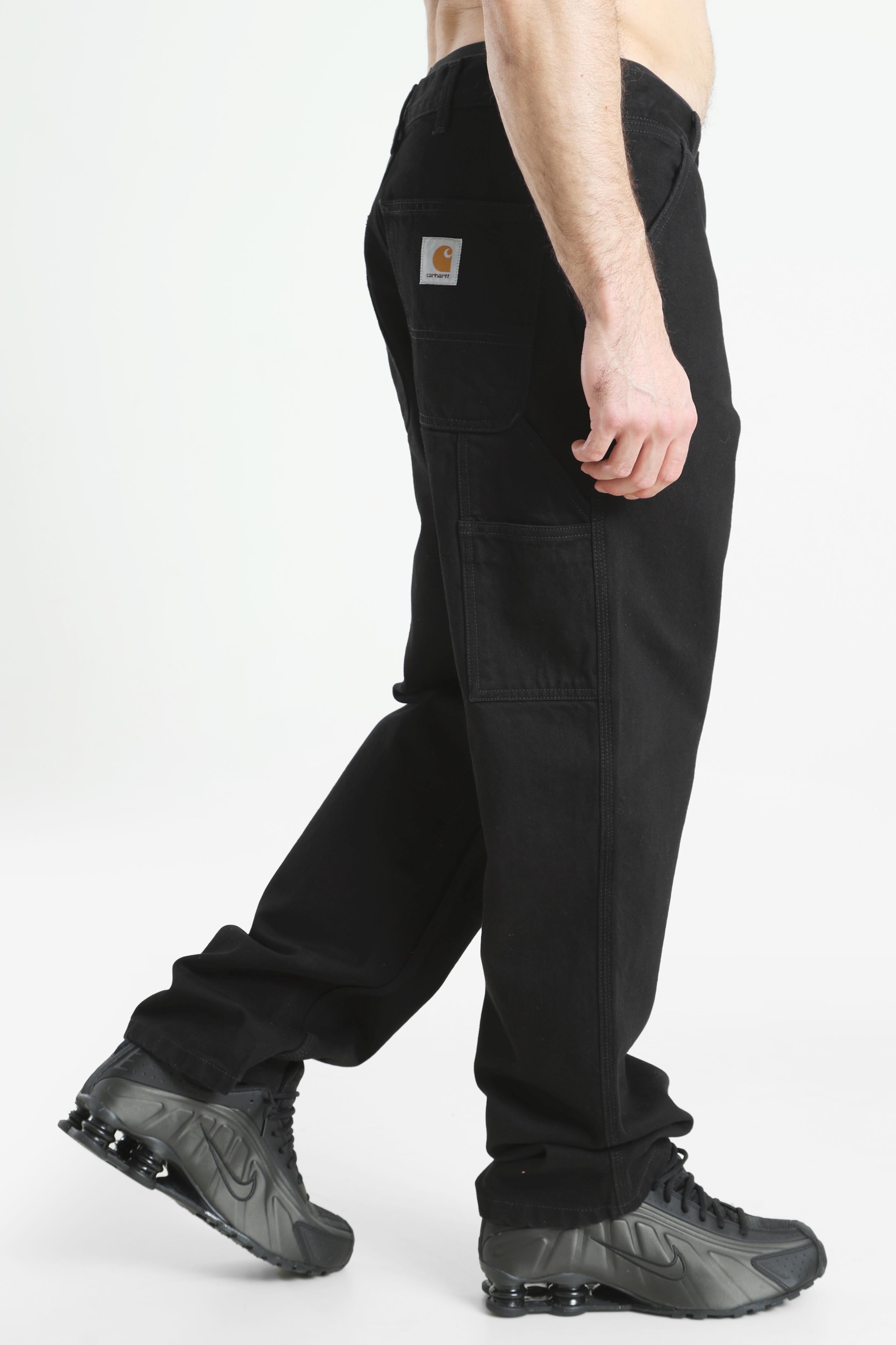 Single Knee Relaxed Straight Fit Jeans L32 - Black Rinsed