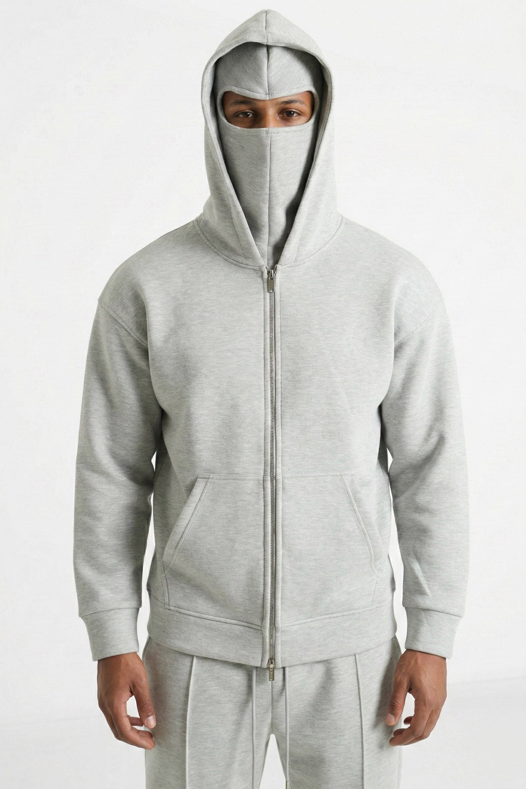 Kapuzensweatjacke - Light Grey Heather