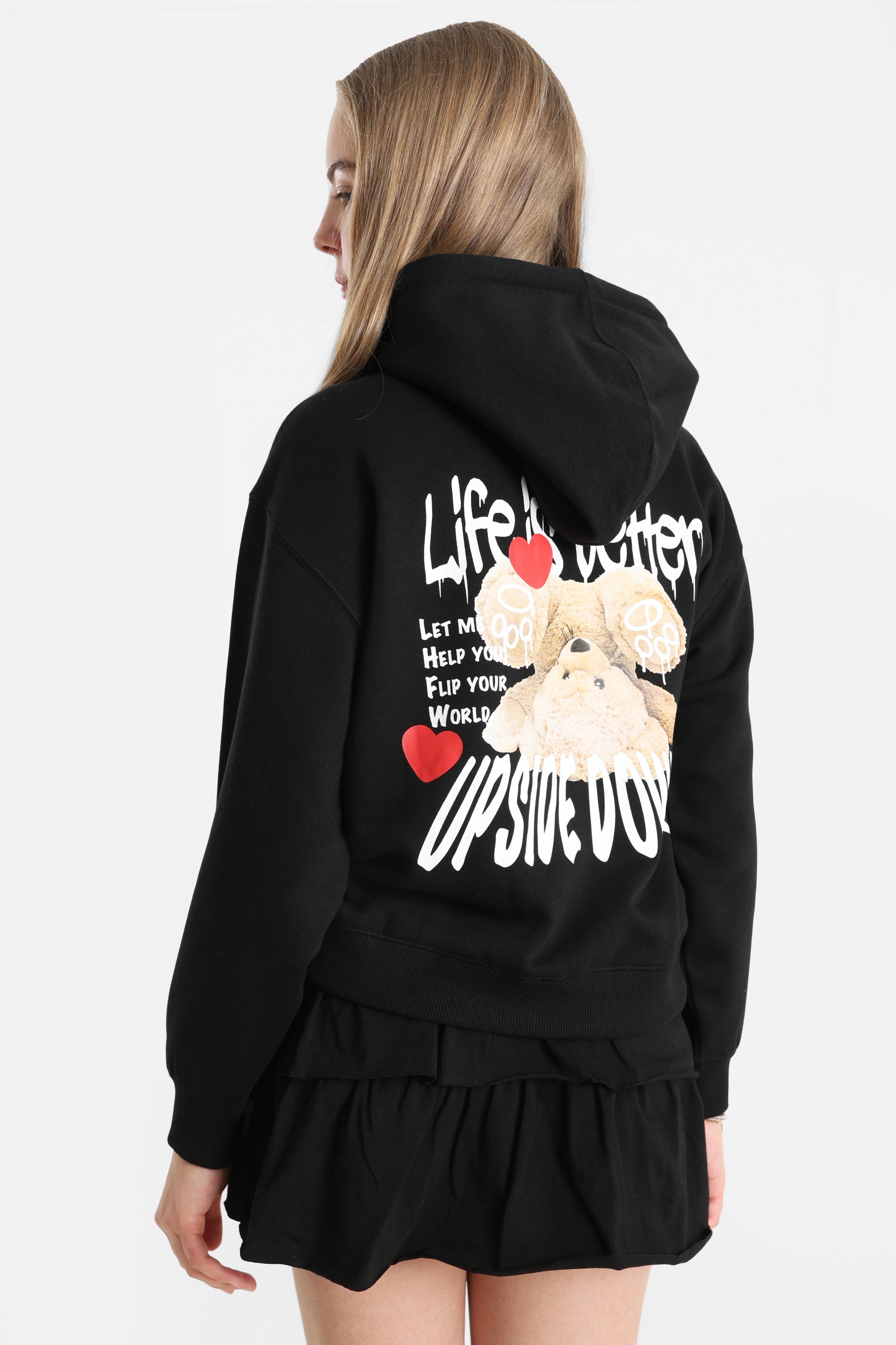 Kapuzensweatjacke - Schwarz