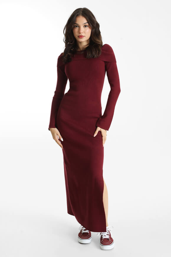Ribbed off-shoulder maxi dress - Bordeaux