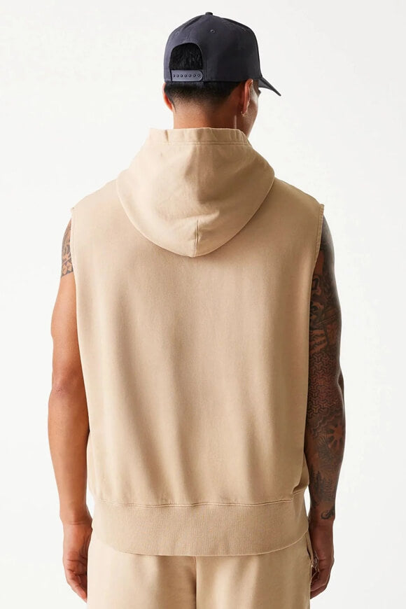 Sleeveless sweatshirt with hood - beige