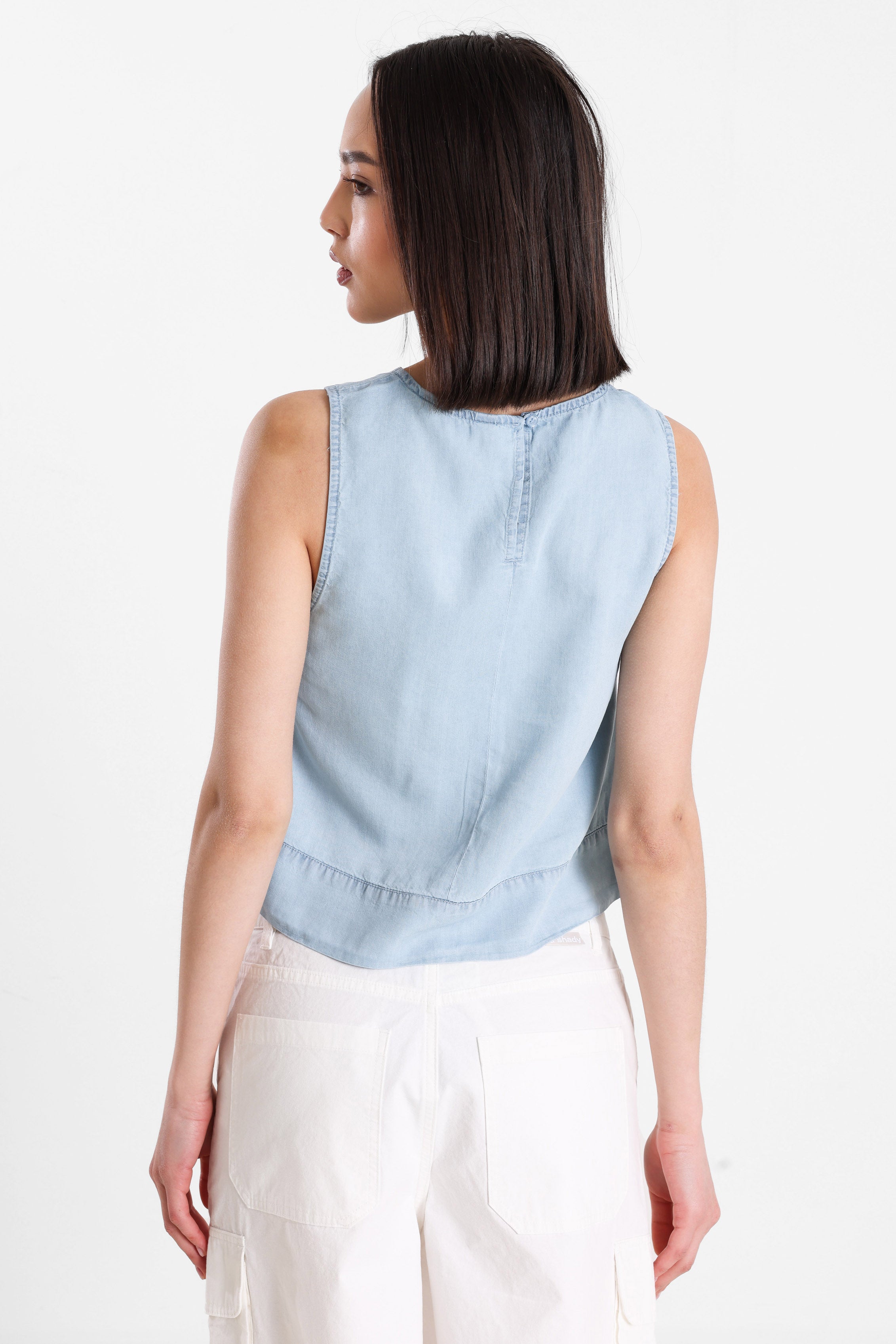 ONLDORSI Crop Top - Light Blue Denim