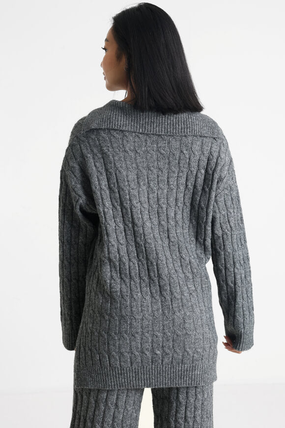 Pull ample en tricot - Gris foncé
