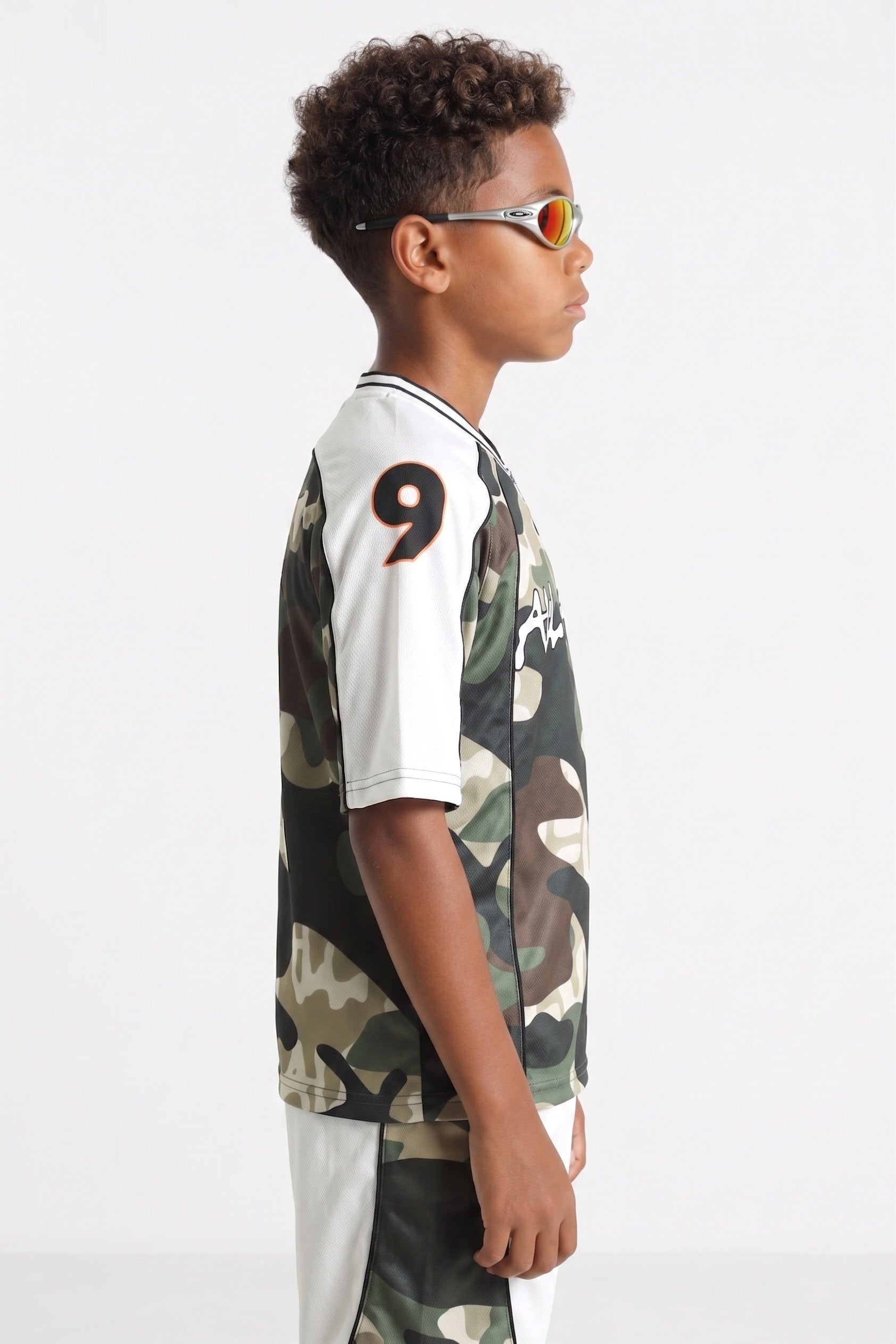 Mesh T-Shirt - Grün Camouflage + Weiss