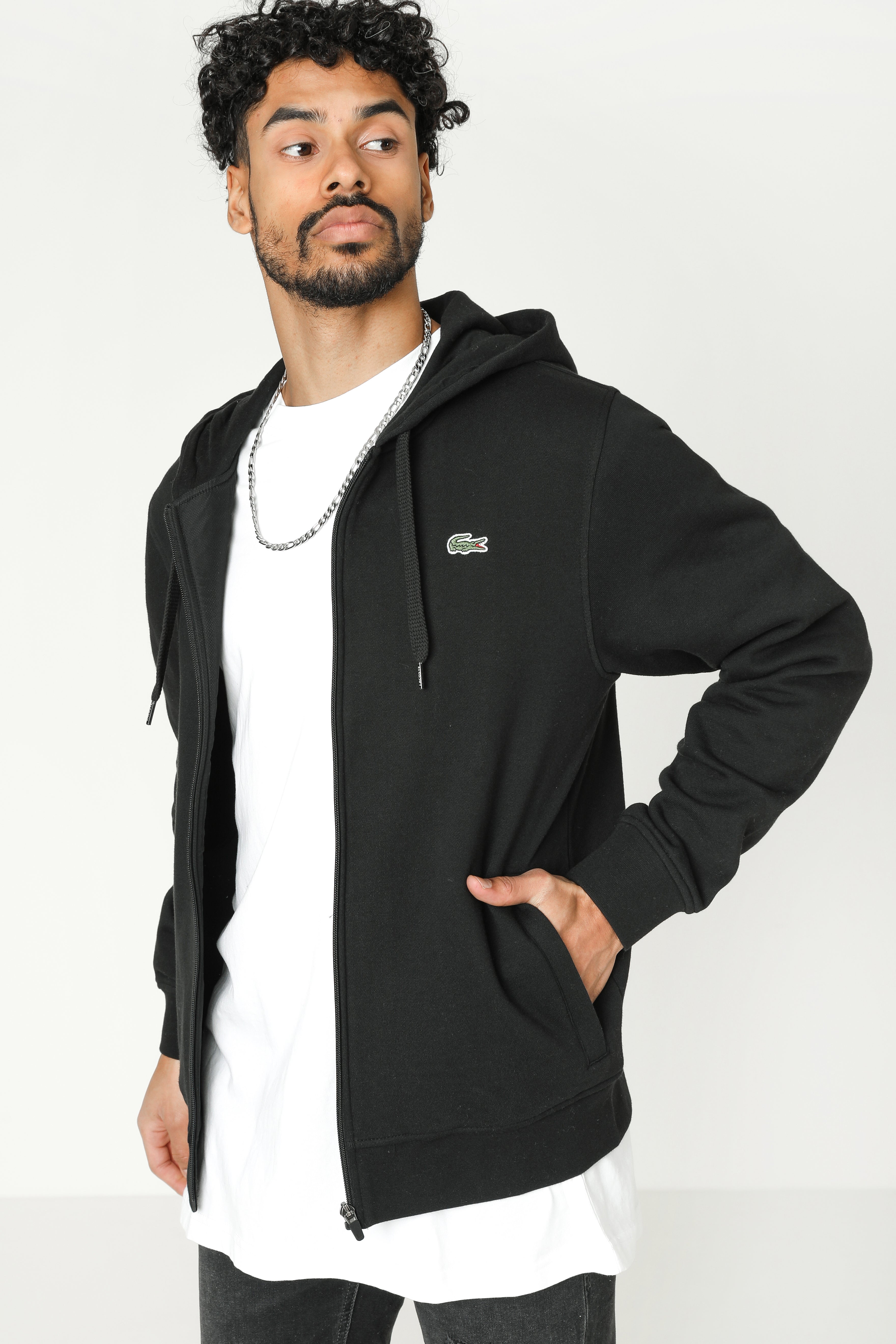 Kapuzensweatjacke - Schwarz