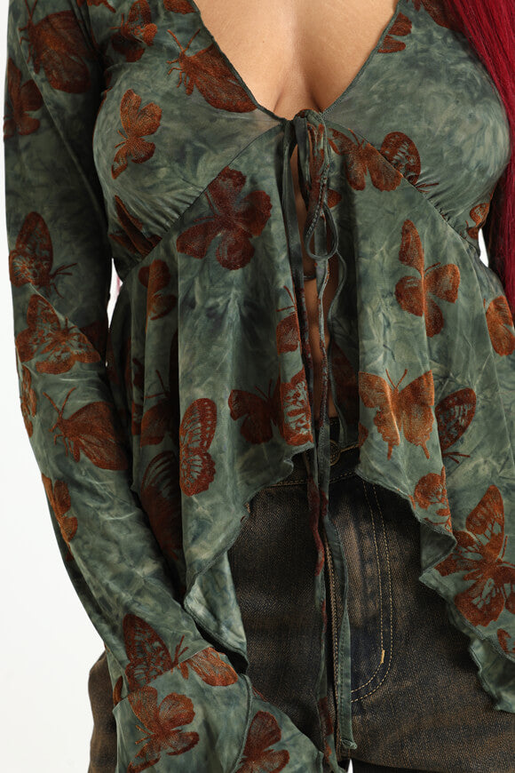 Blouse - green + brown