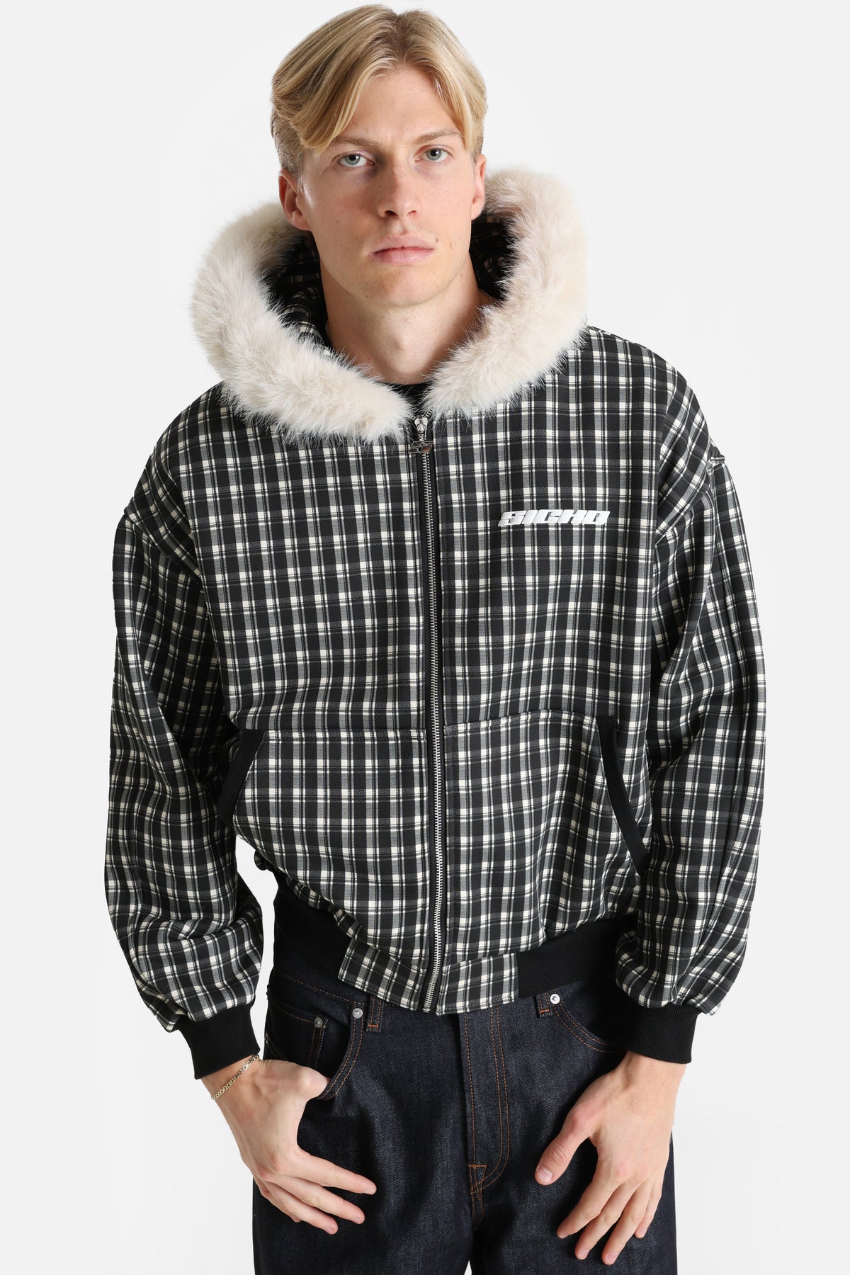 Veste bomber légère - Noir + Ecru