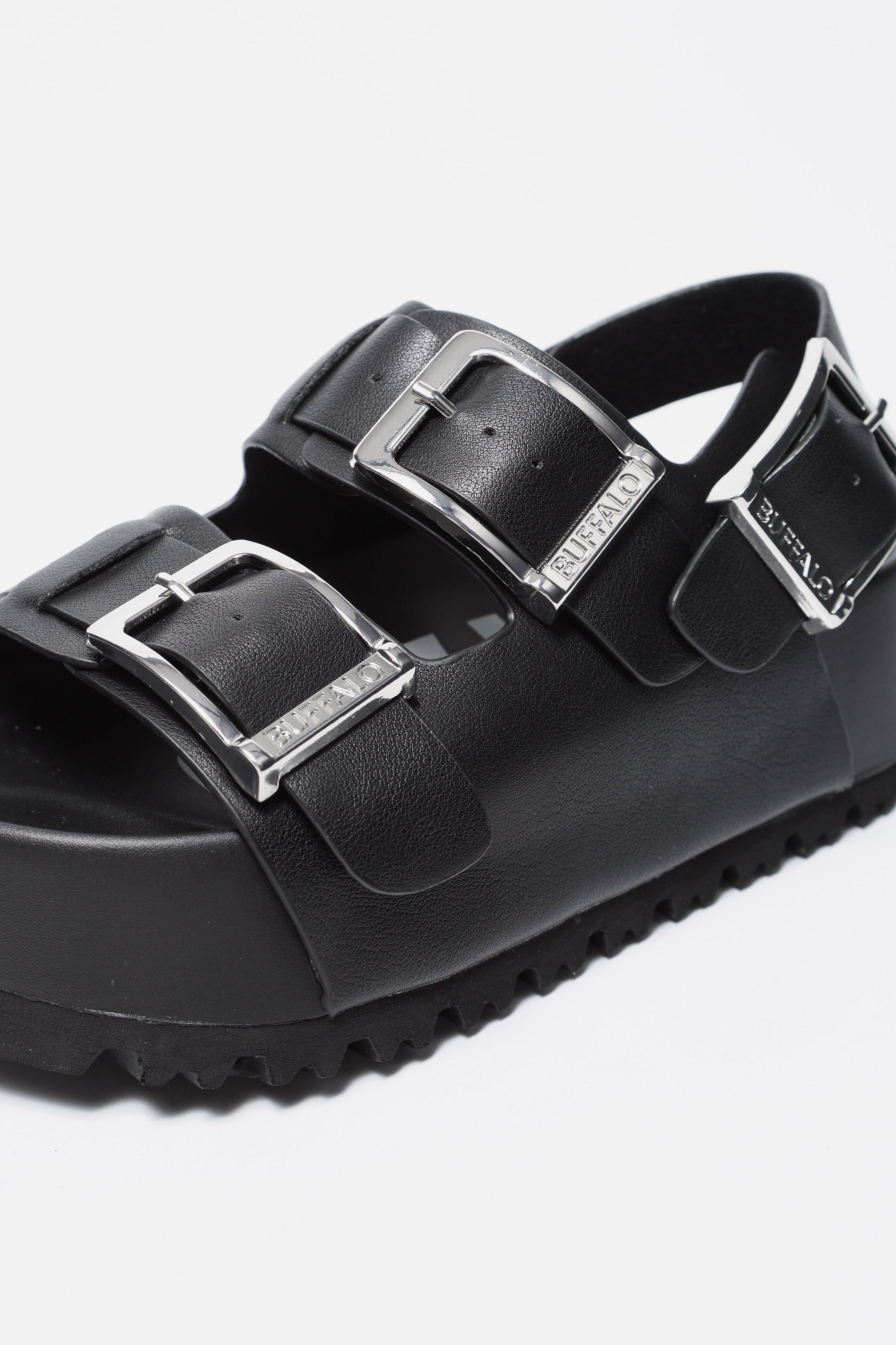 Vegan Jane Athena Buckle Plateau Sandalen - Black