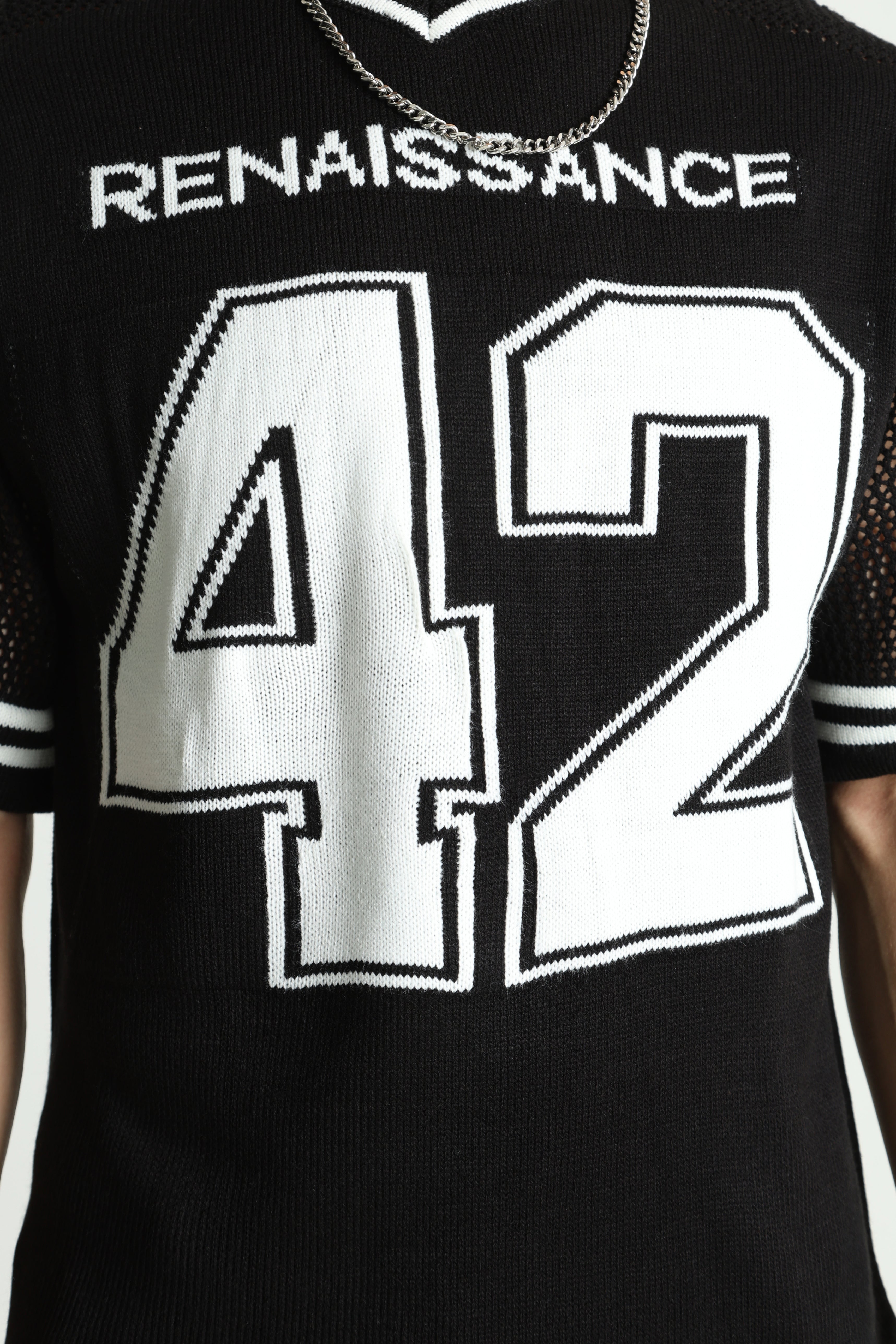 Oversize Strick T-Shirt - Black + White