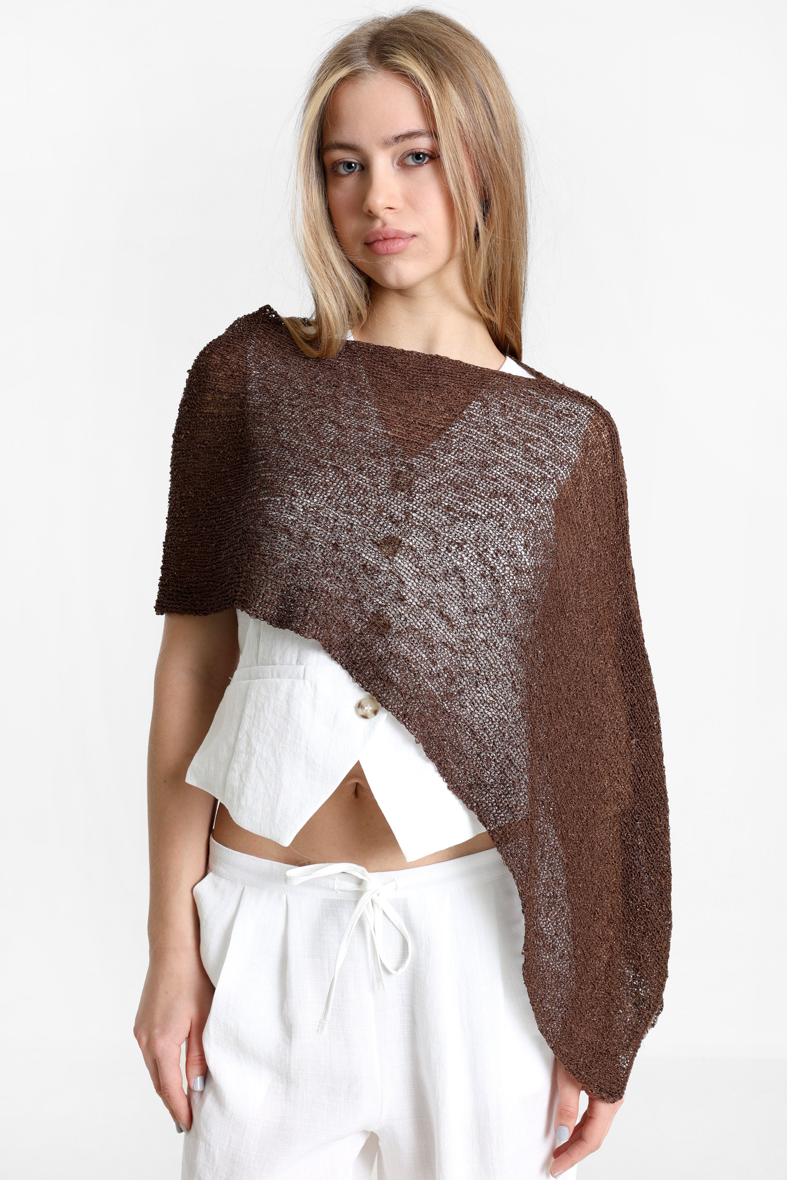 Häkel-Poncho - Brown