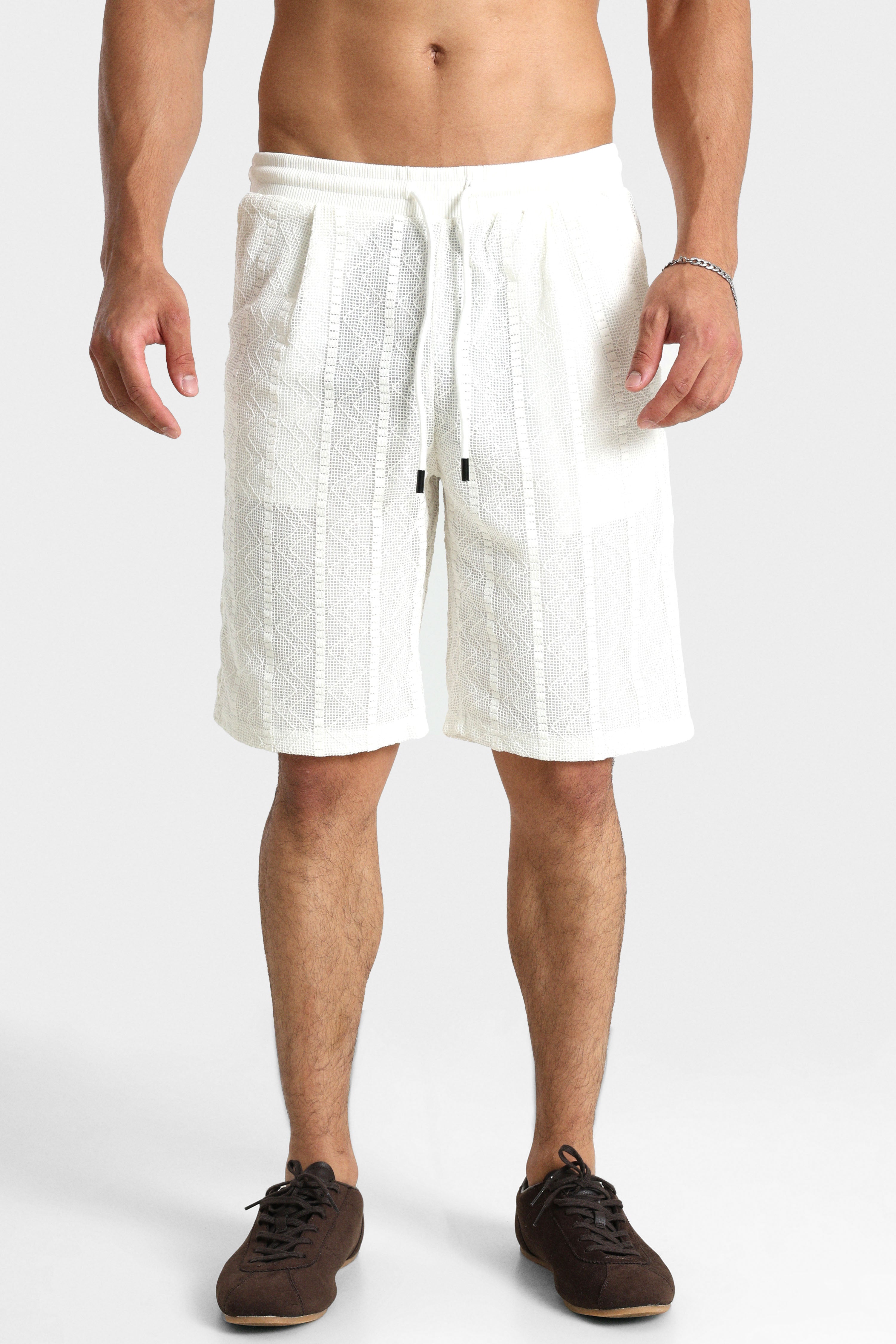 Strukturiertes Stoffshorts - White