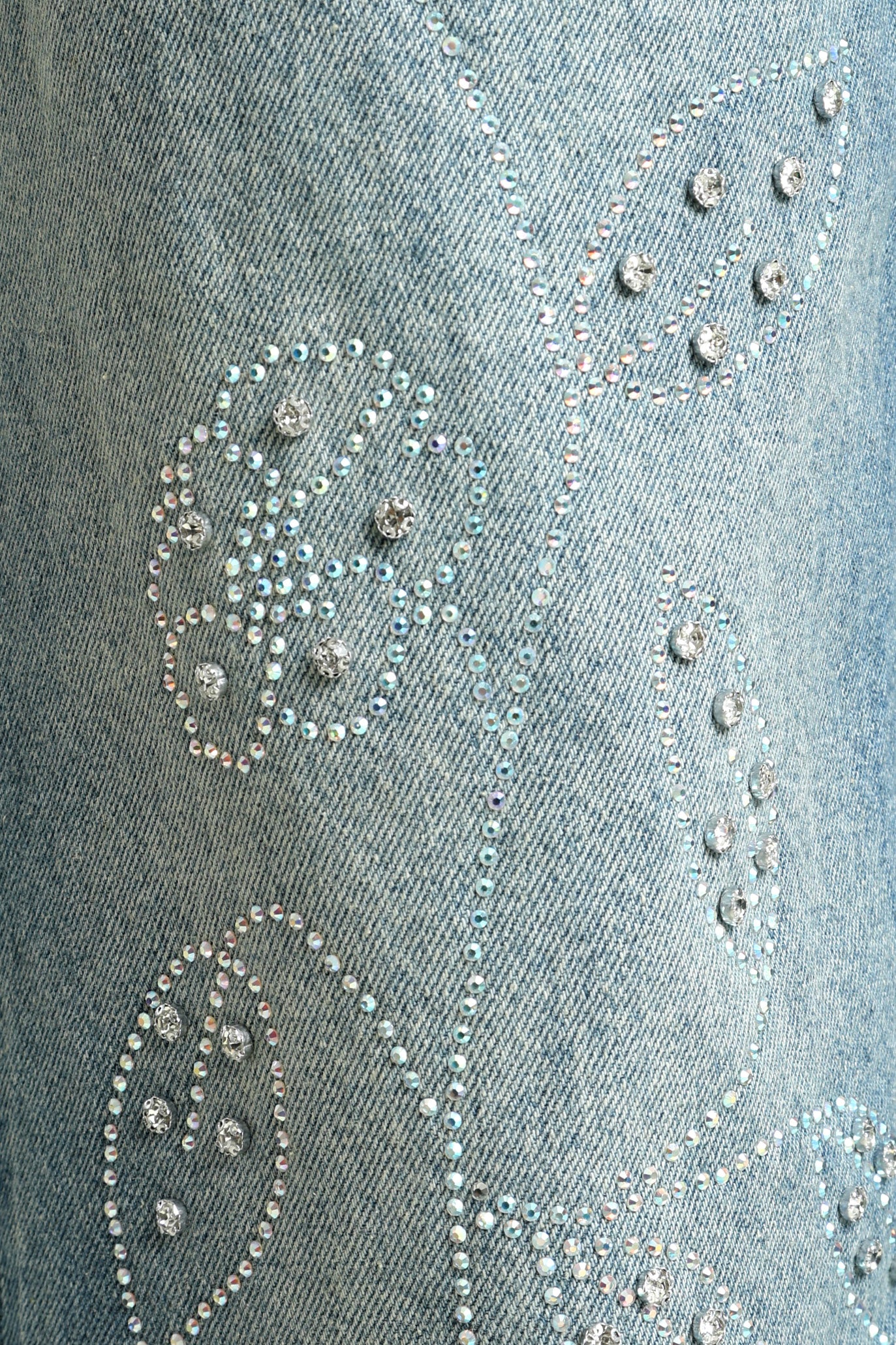 Loose fit jeans with rhinestones - Blue Denim