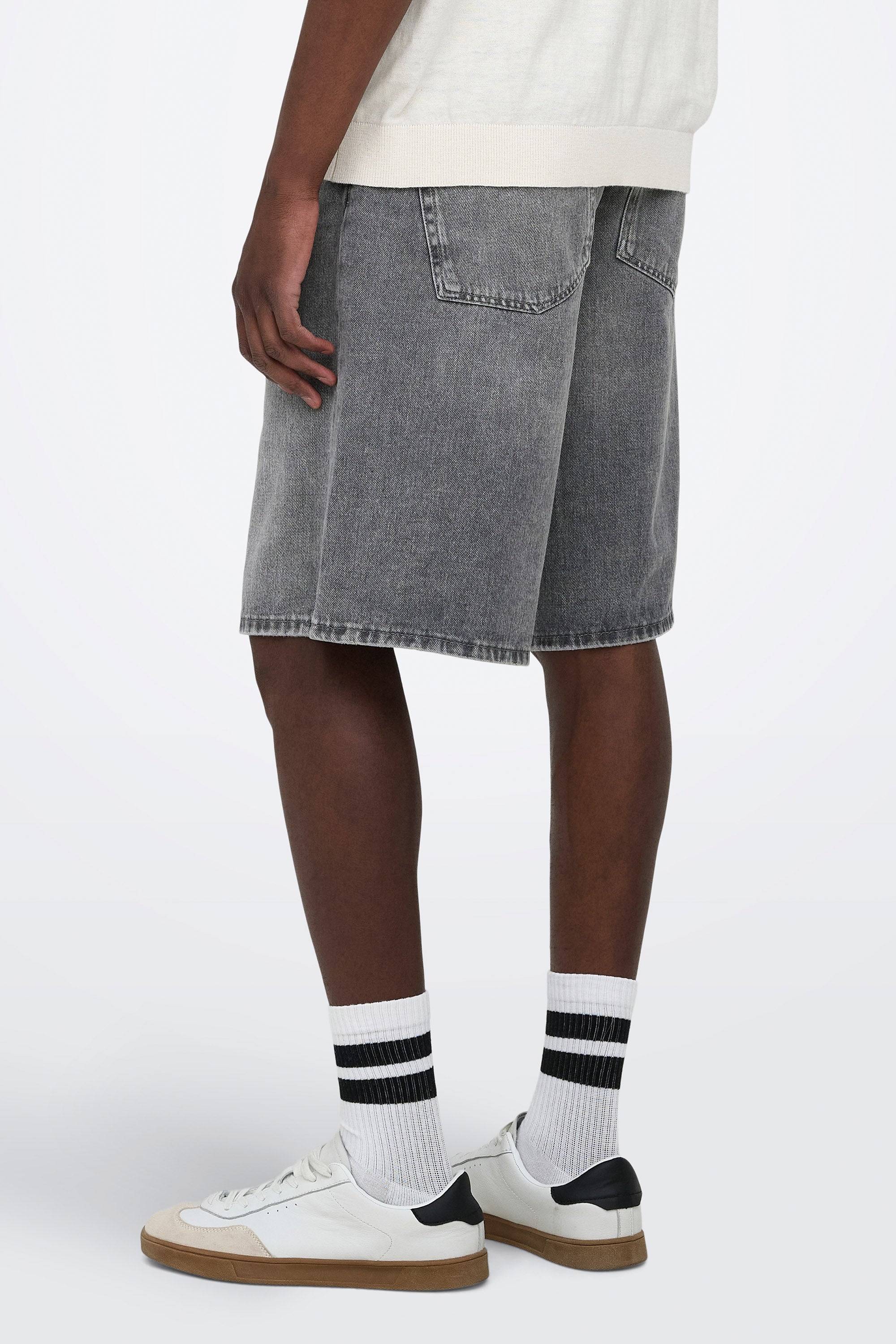 ONSCARL balloon fit denim bermuda shorts - Medium Grey