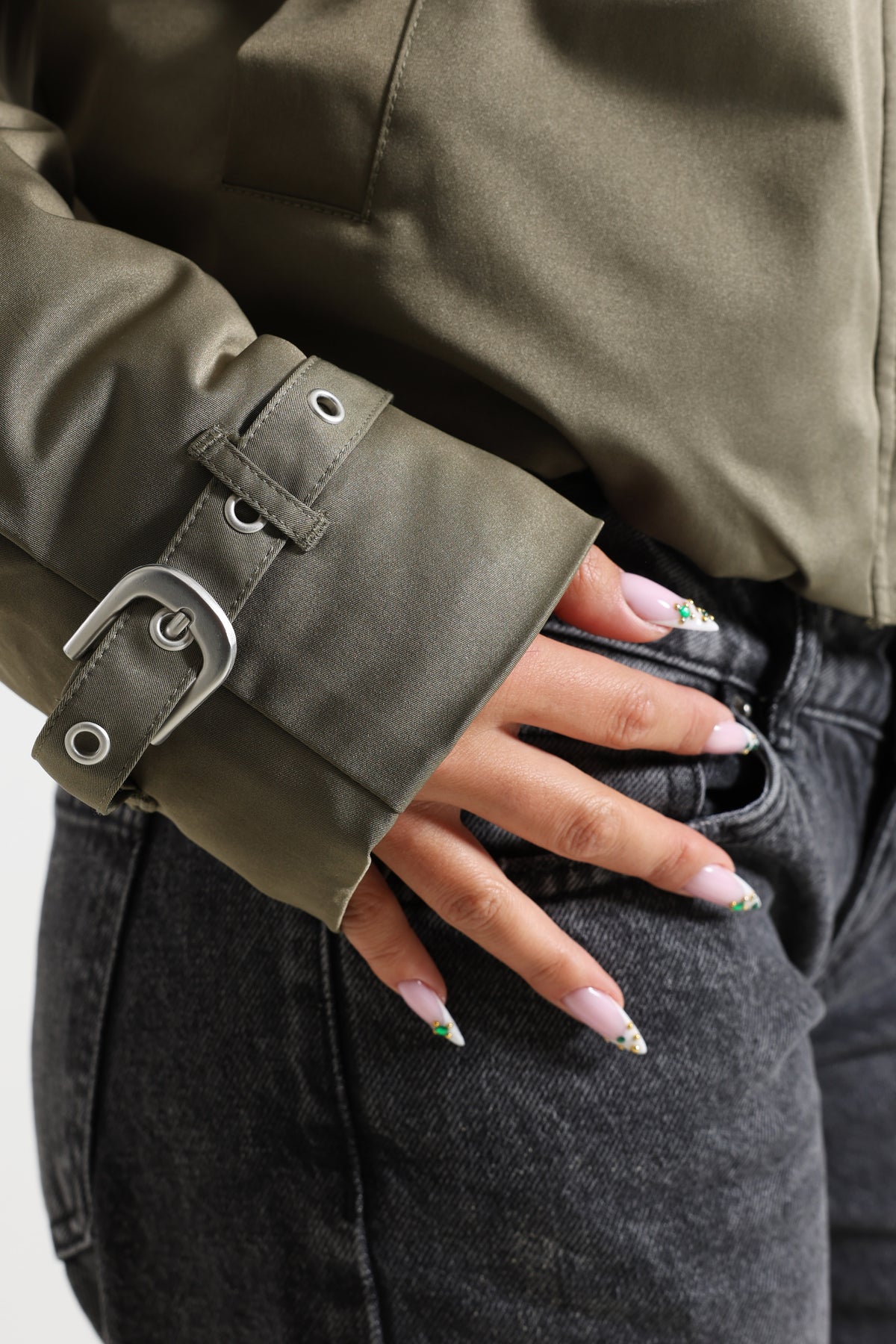 Wattierte Ballonjacke - Olive