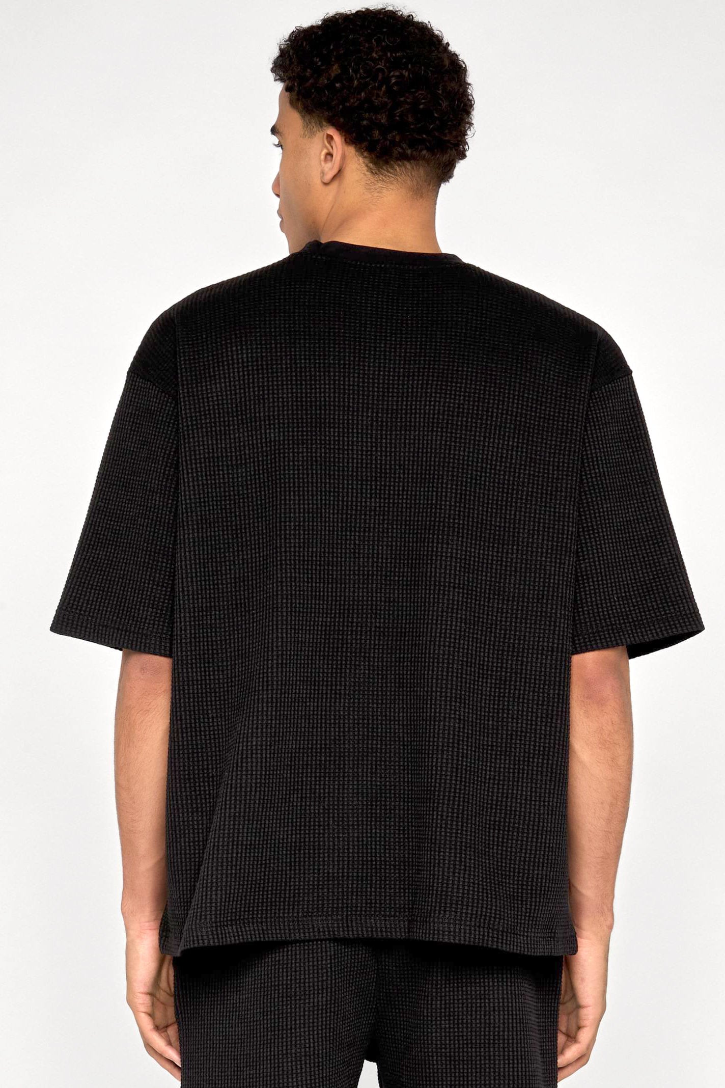 T-Shirt mit Waffelstruktur - Black