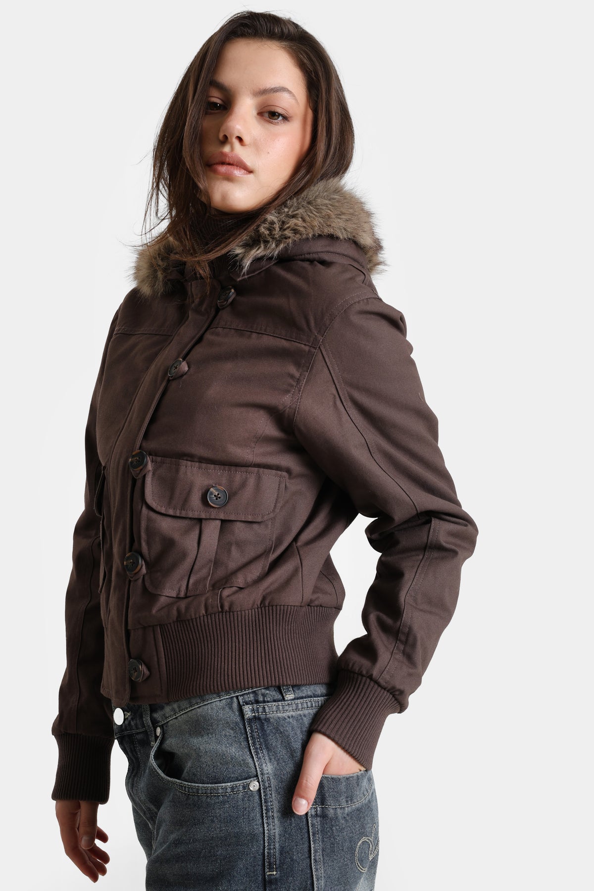 Veste bomber doublée - Brun foncé