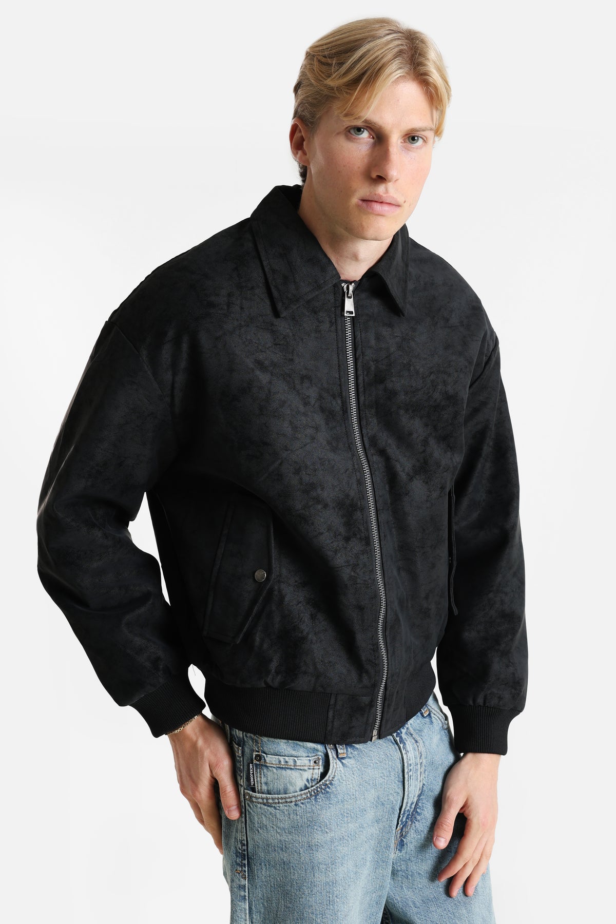 Veste en similicuir doublée - Black
