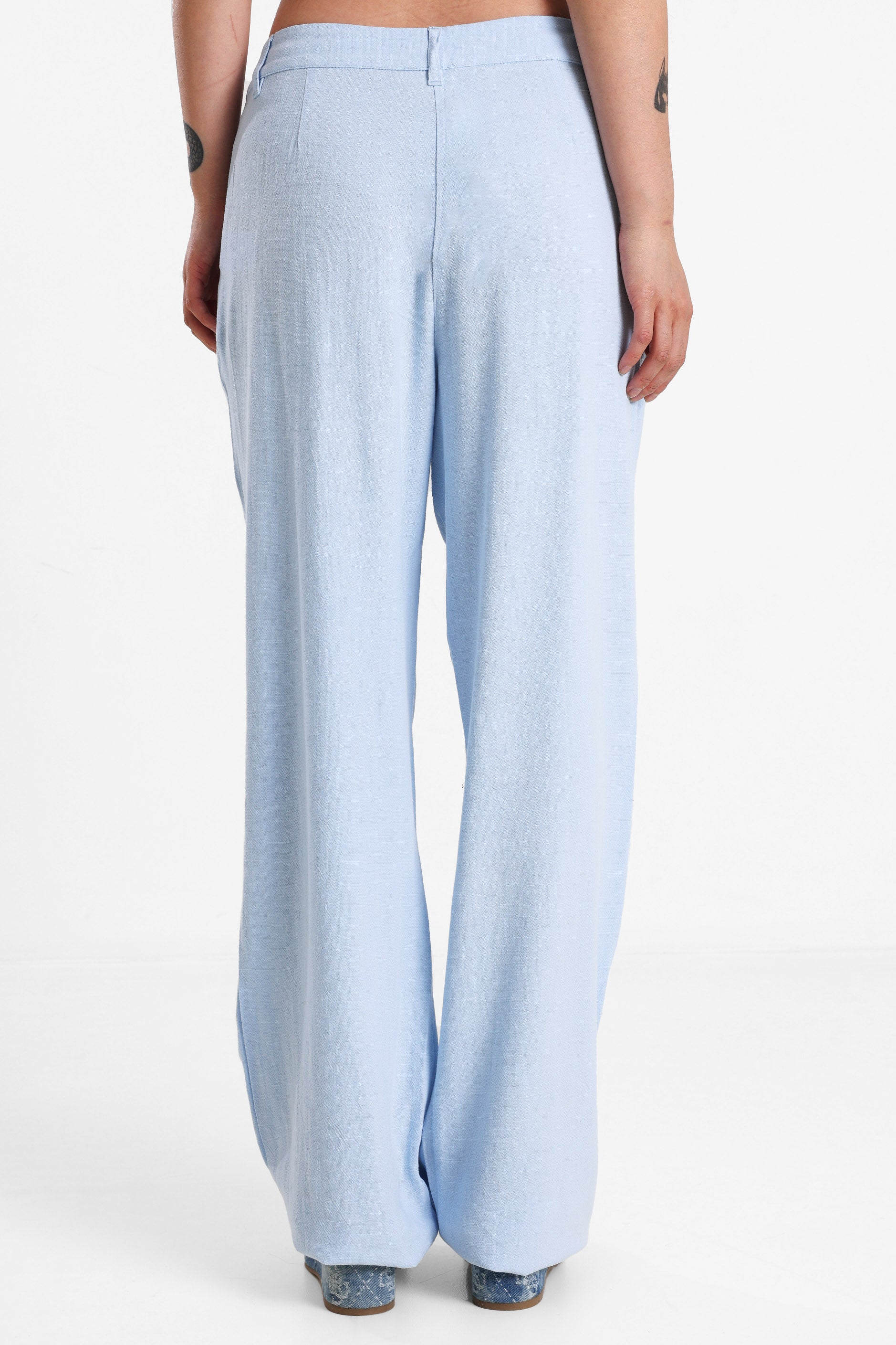 Pantalone a gamba larga in lino - Bleu clair