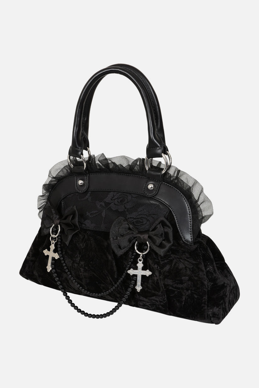 Sanctum Samt Handtasche - Black