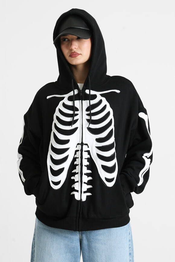 Sweat à capuche oversize - noir + blanc