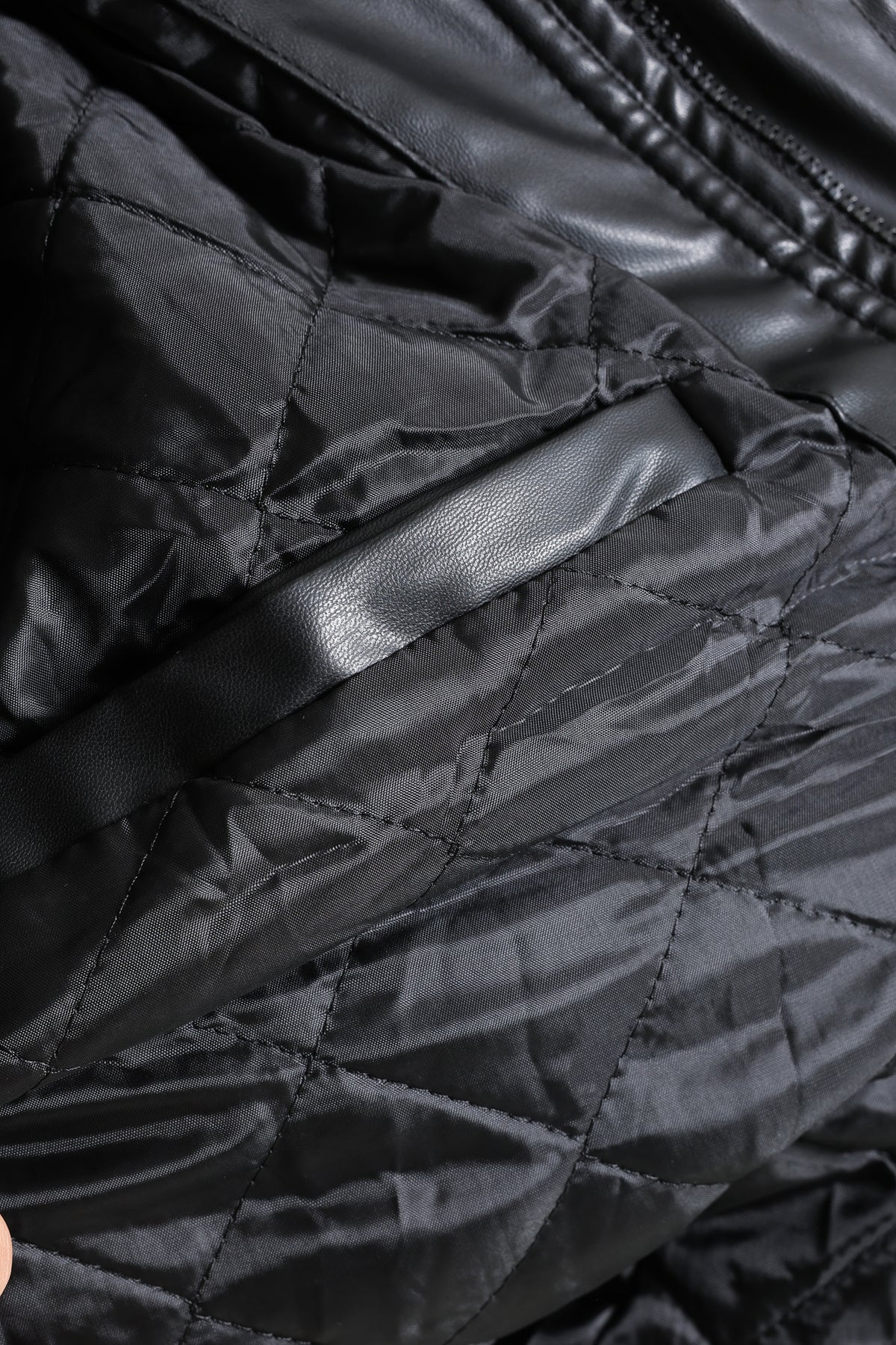 Veste bomber en similicuir - Black + White