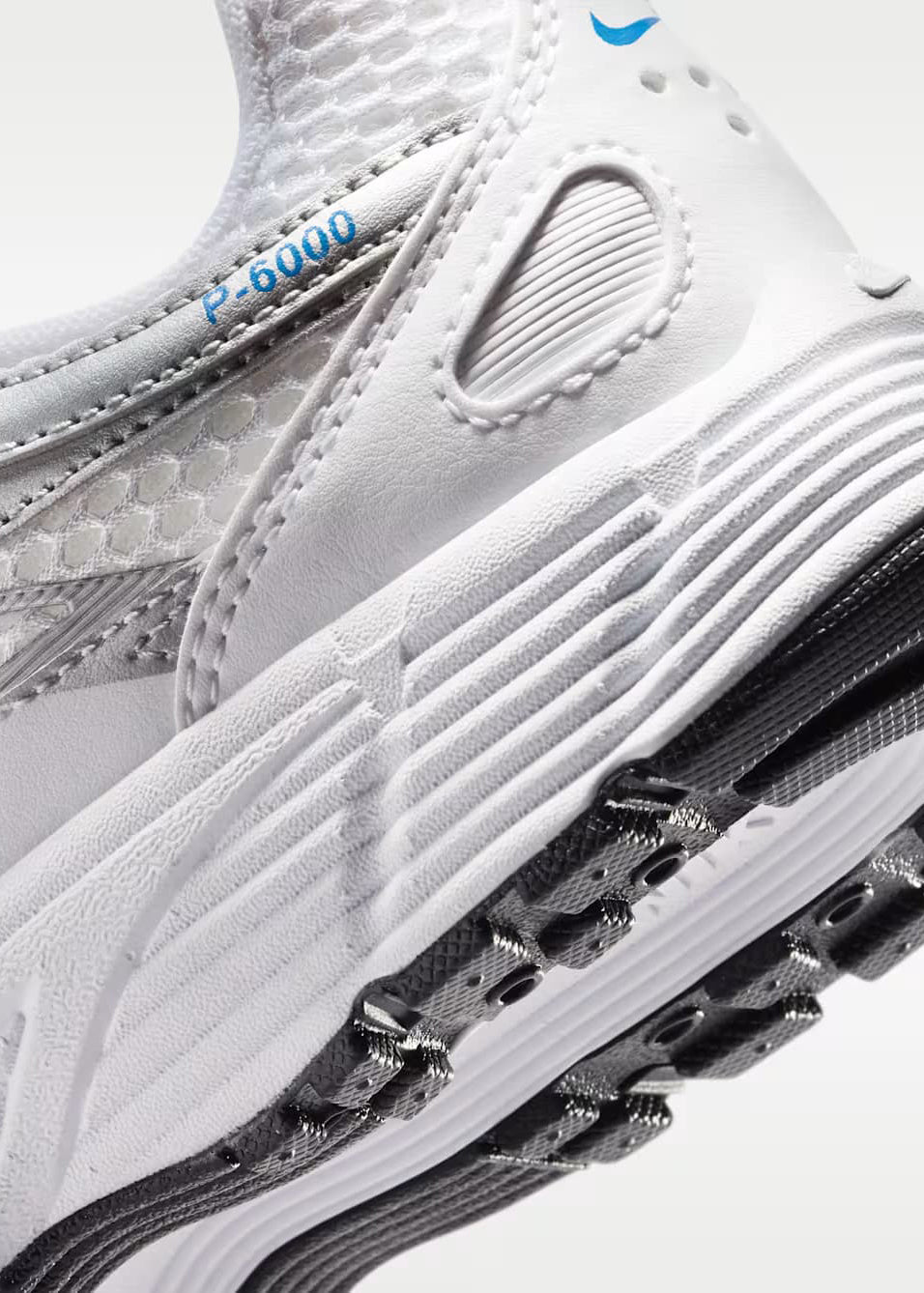 P-6000 BR sneakers - White + Blue Crystal + Metallic Silver