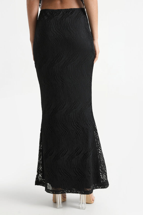 Maxi jupe ajourée - Noir