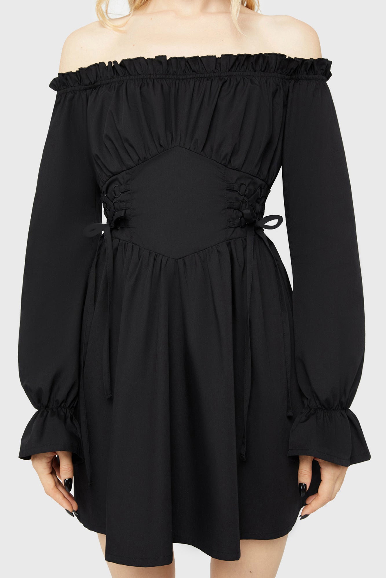 Mini abito scollato sulle spalle - Black