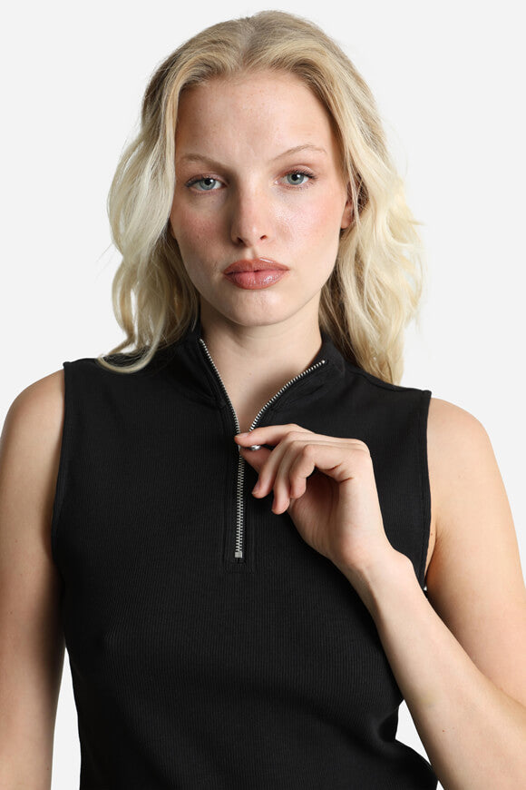 Crop top a coste - Nero