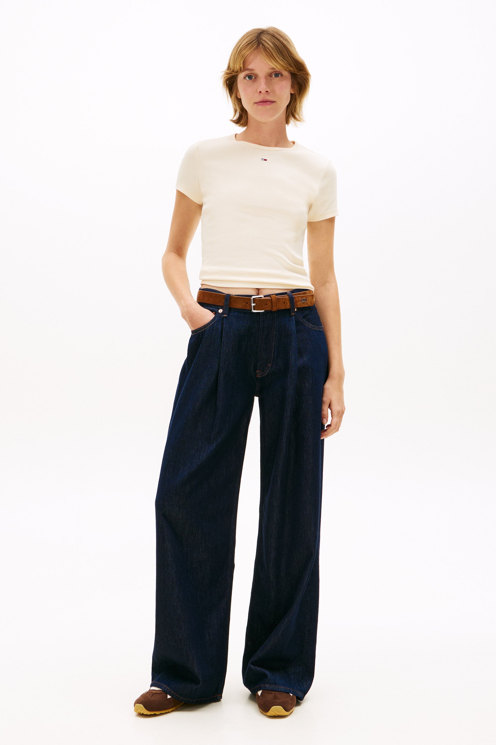 Essential geripptes T-Shirt - Almost Yellow