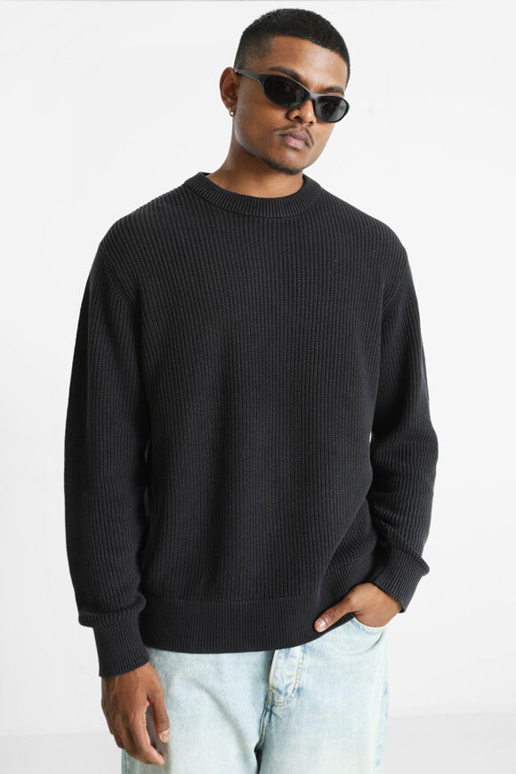 JCOMOTION Pull en maille côtelée - Noir