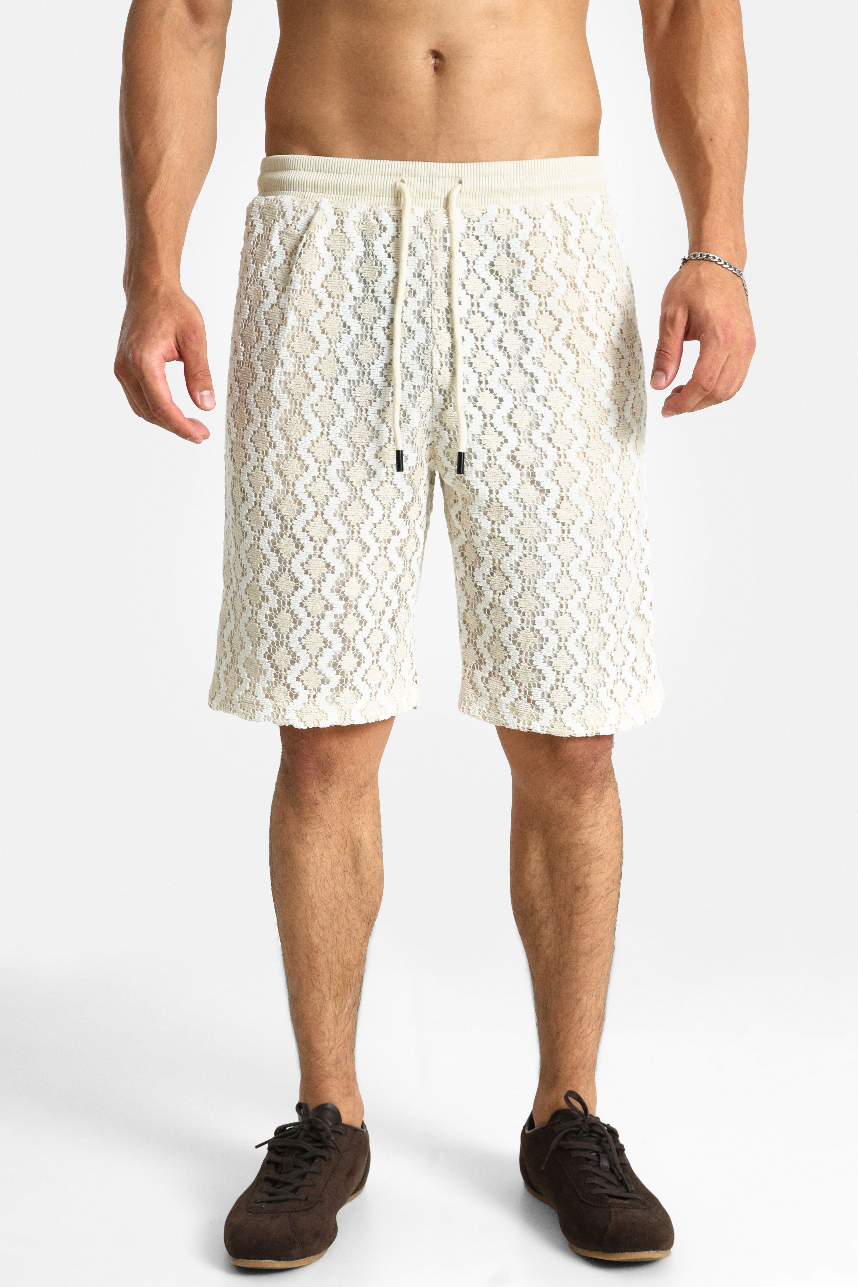 Strukturierte Stoffshorts  - White + Offwhite