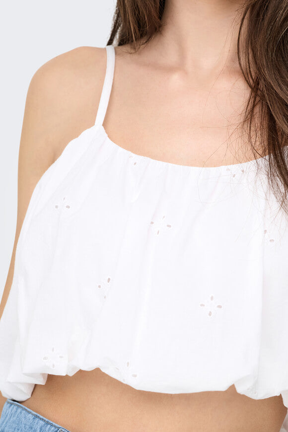 ONLLOU Balloon top with perforated pattern - Bright White