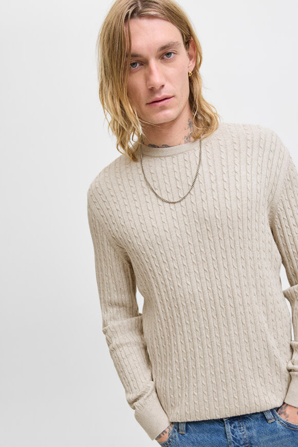 JJEEMIL pull en tricot fin - Oatmeal