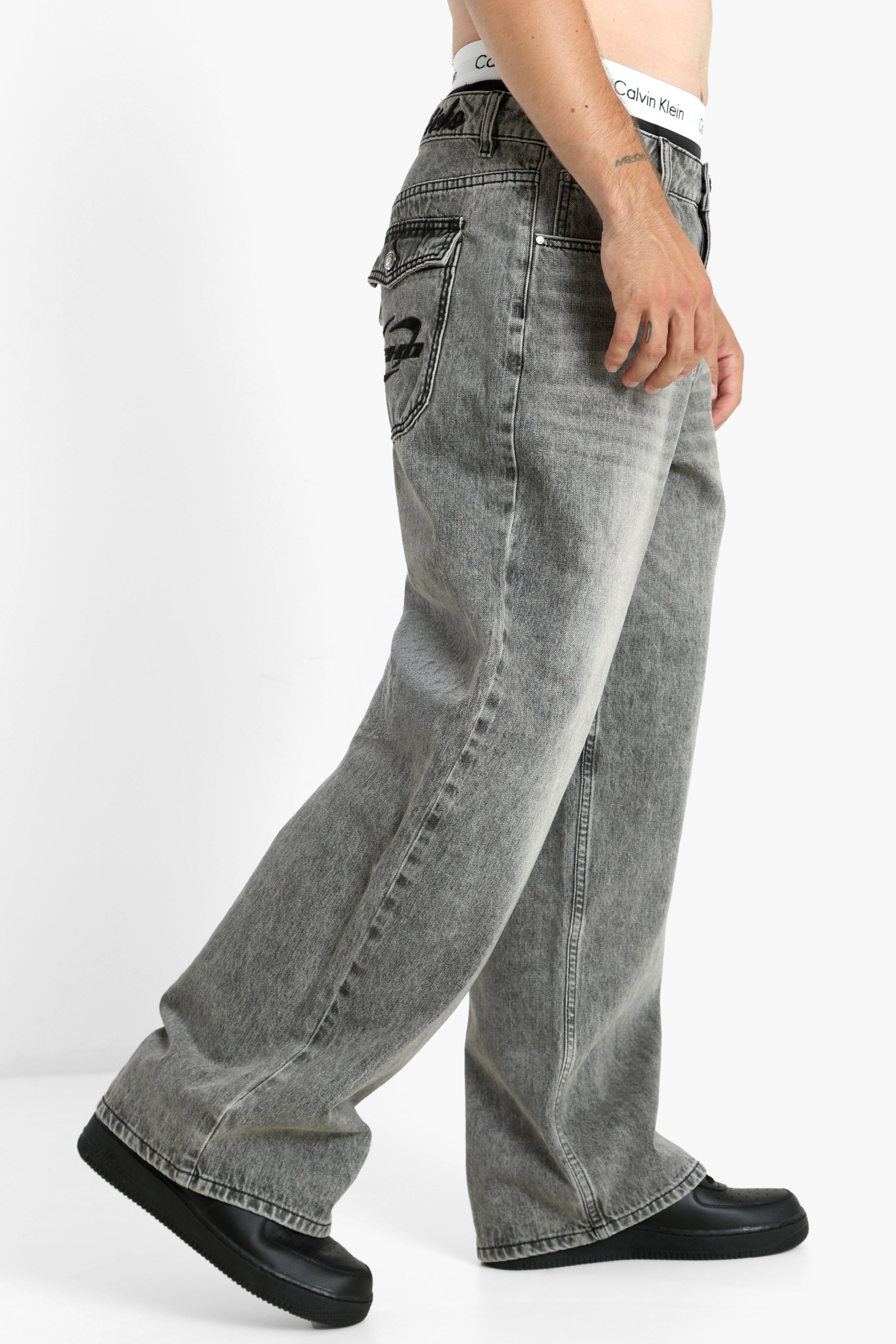 Baggy Fit Jeans - Grau