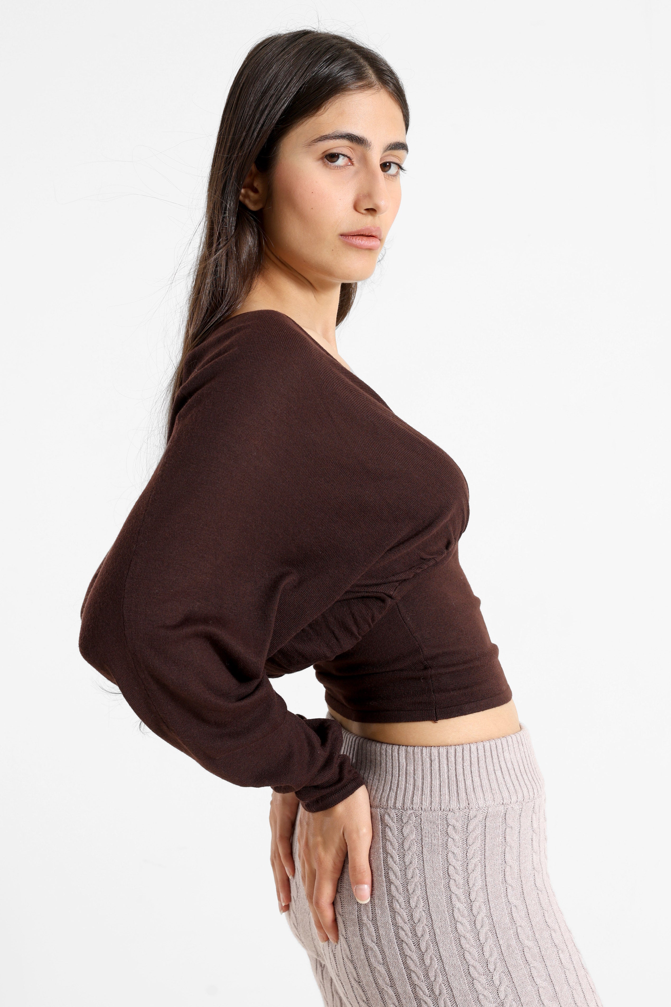 Fine knit jumper - Brun foncé