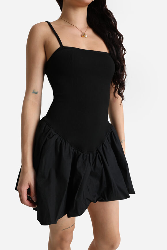 Mini dress with inner shorts - black
