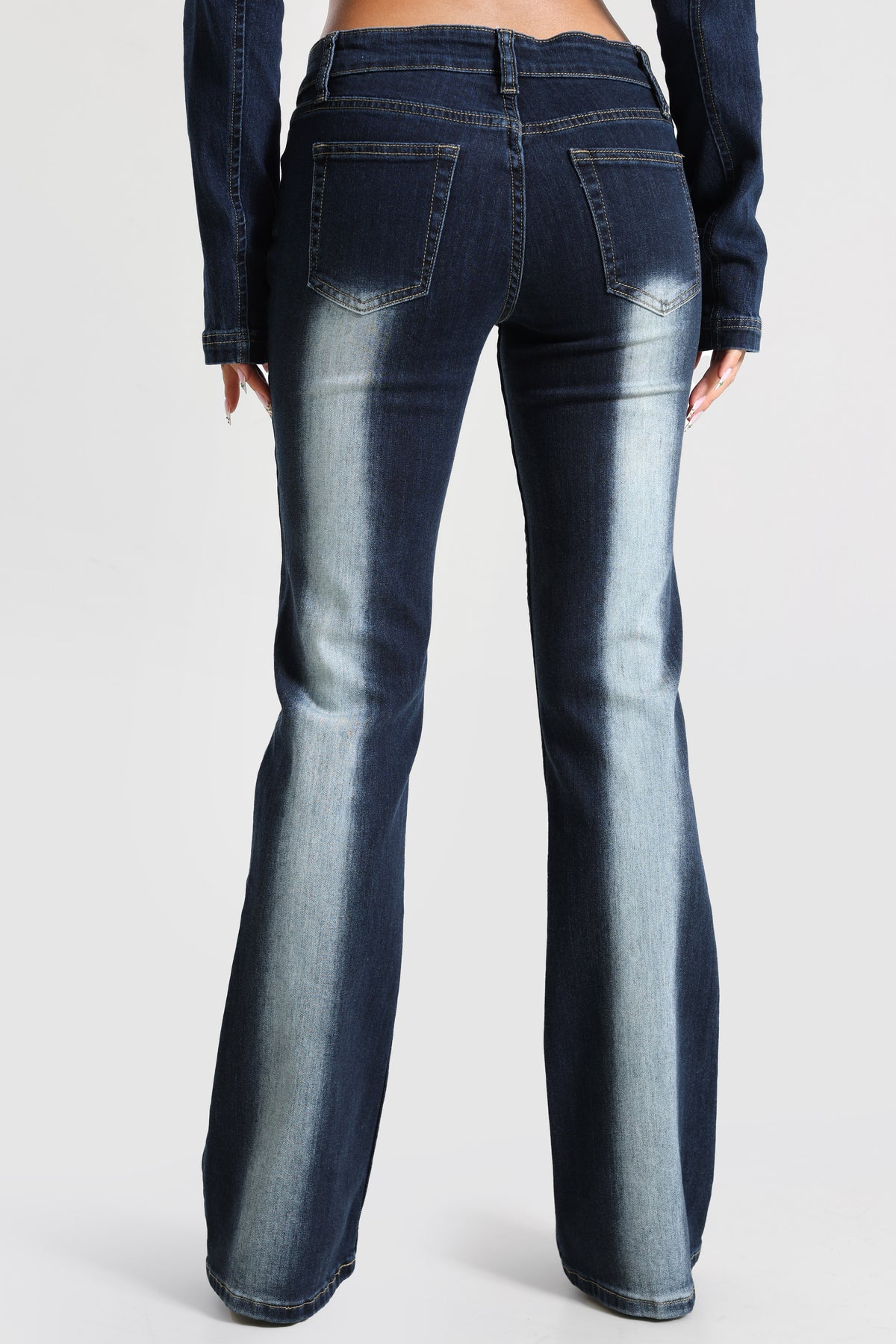 Jeans a zampa - Bleu foncé usé